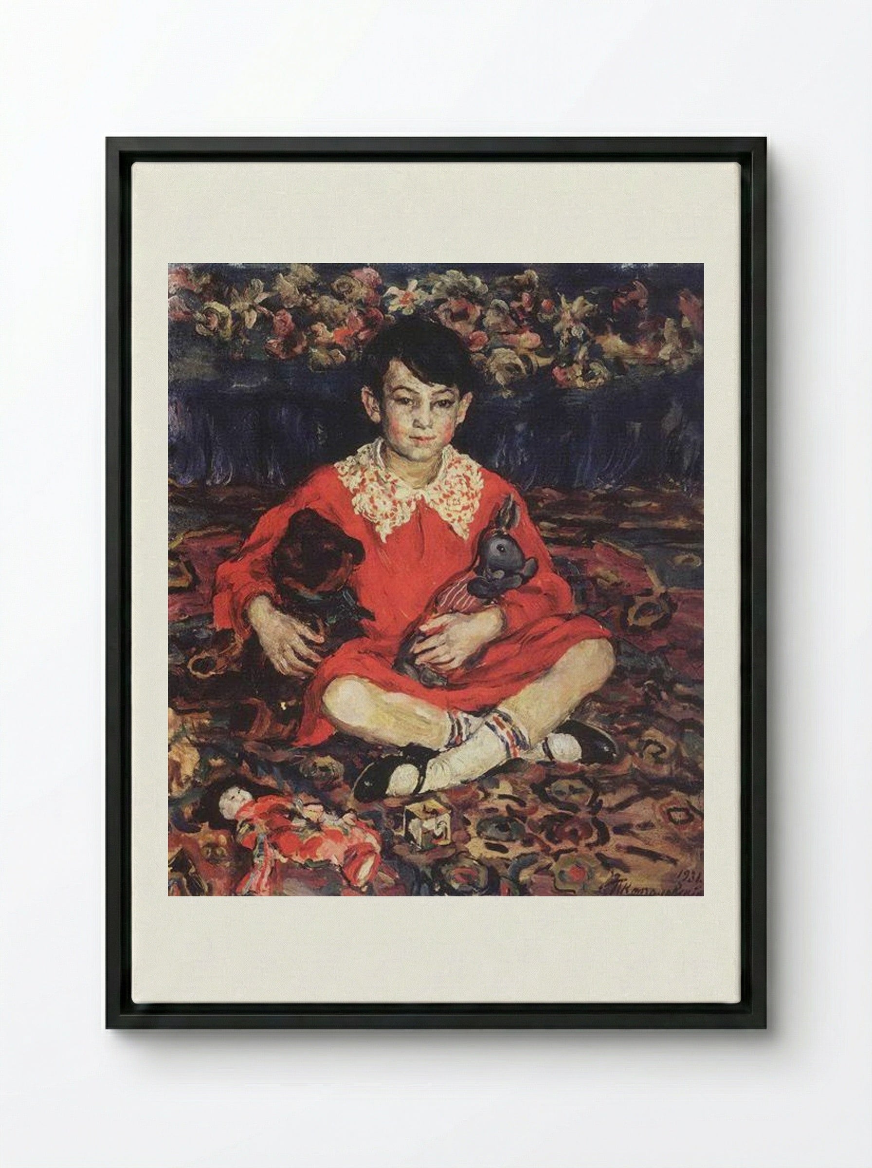 Portrait of Kamushka Benediktova - Pyotr Konchalovsky - Framed Canvas Black
