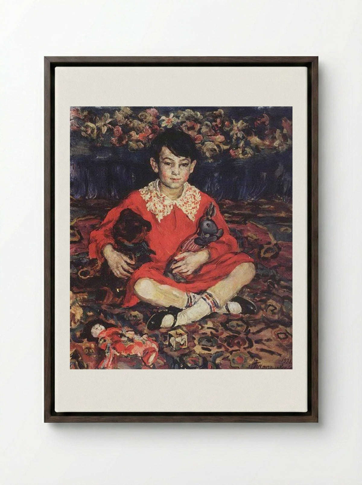 Portrait of Kamushka Benediktova - Pyotr Konchalovsky - Framed Canvas Dark Wood