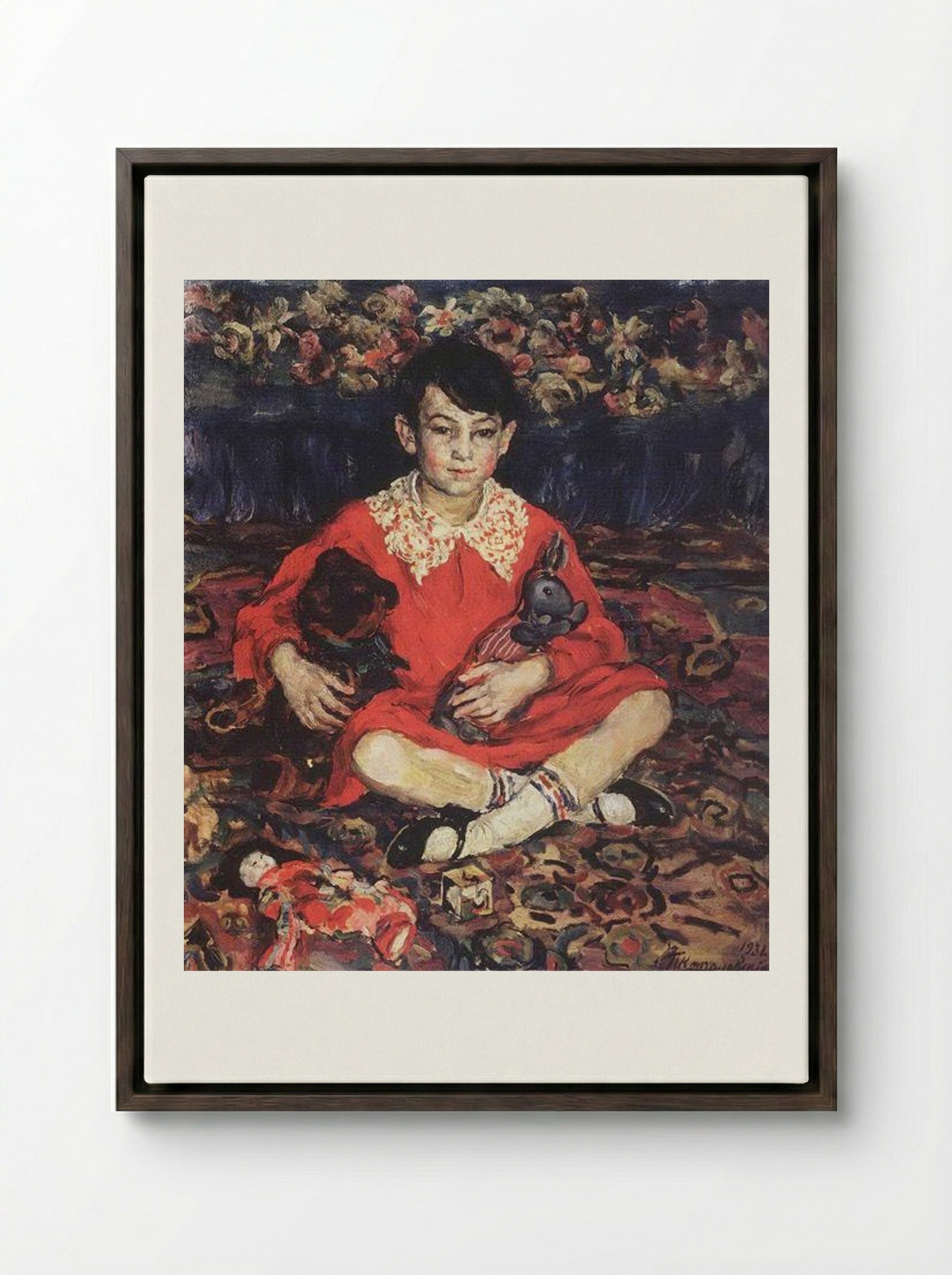 Portrait of Kamushka Benediktova - Pyotr Konchalovsky - Framed Canvas Dark Wood