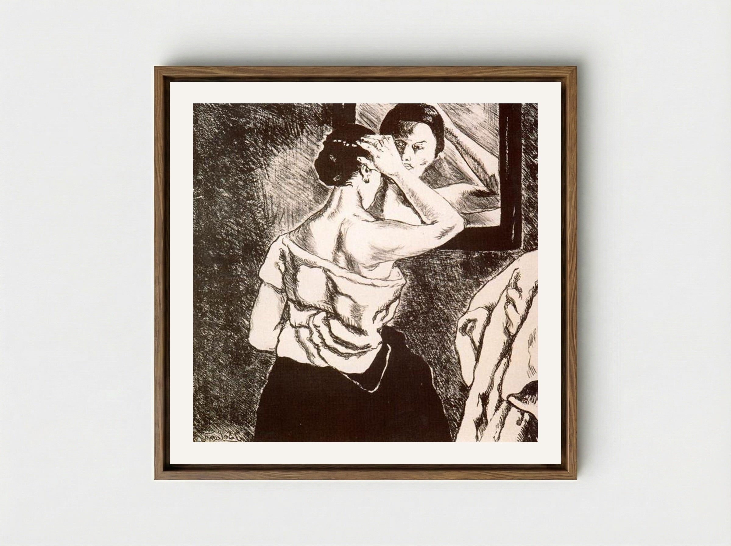 Woman in the Mirror - José Gutiérrez Solana - Framed Canvas Wood