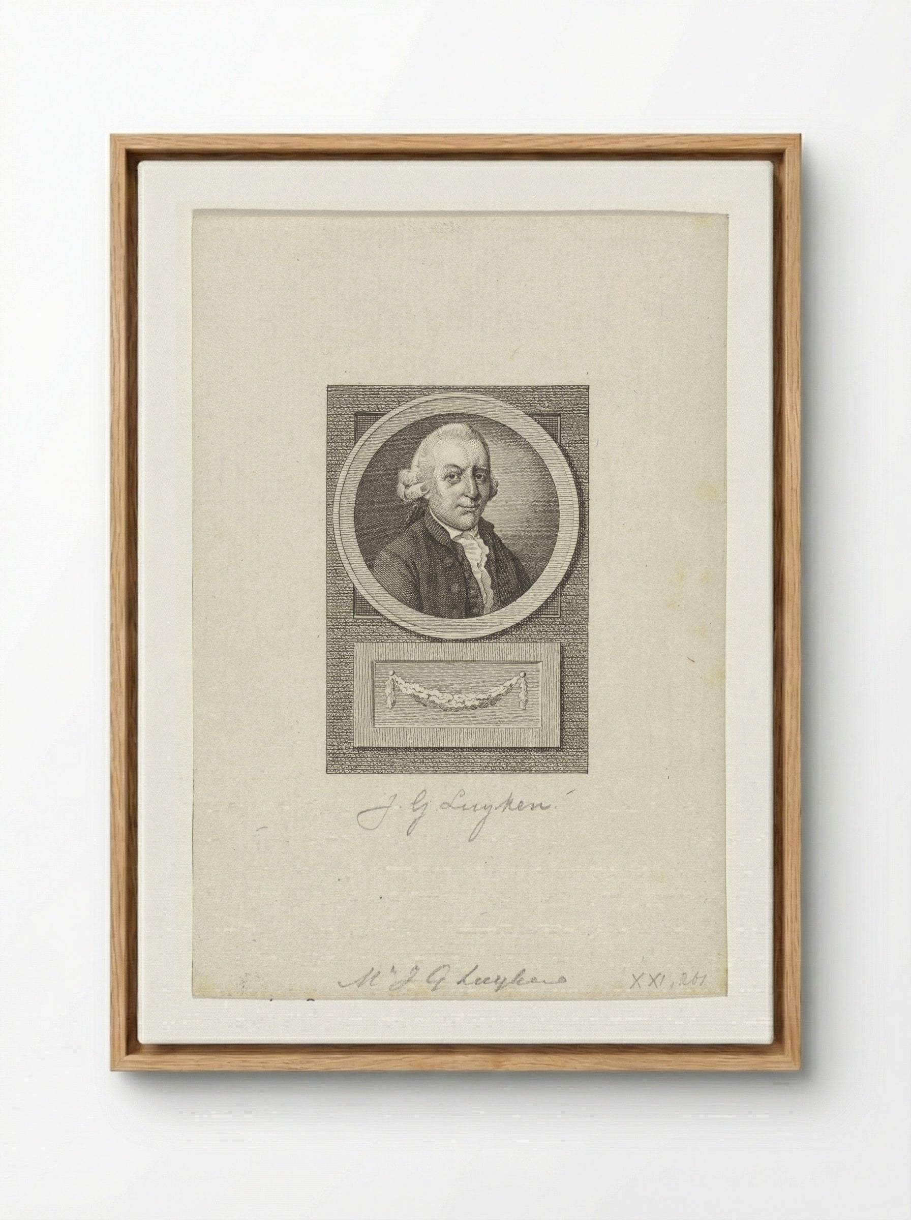 Portret van Johannes Gerardus Luyken - Reinier Vinkeles (I) - Framed Canvas Wood