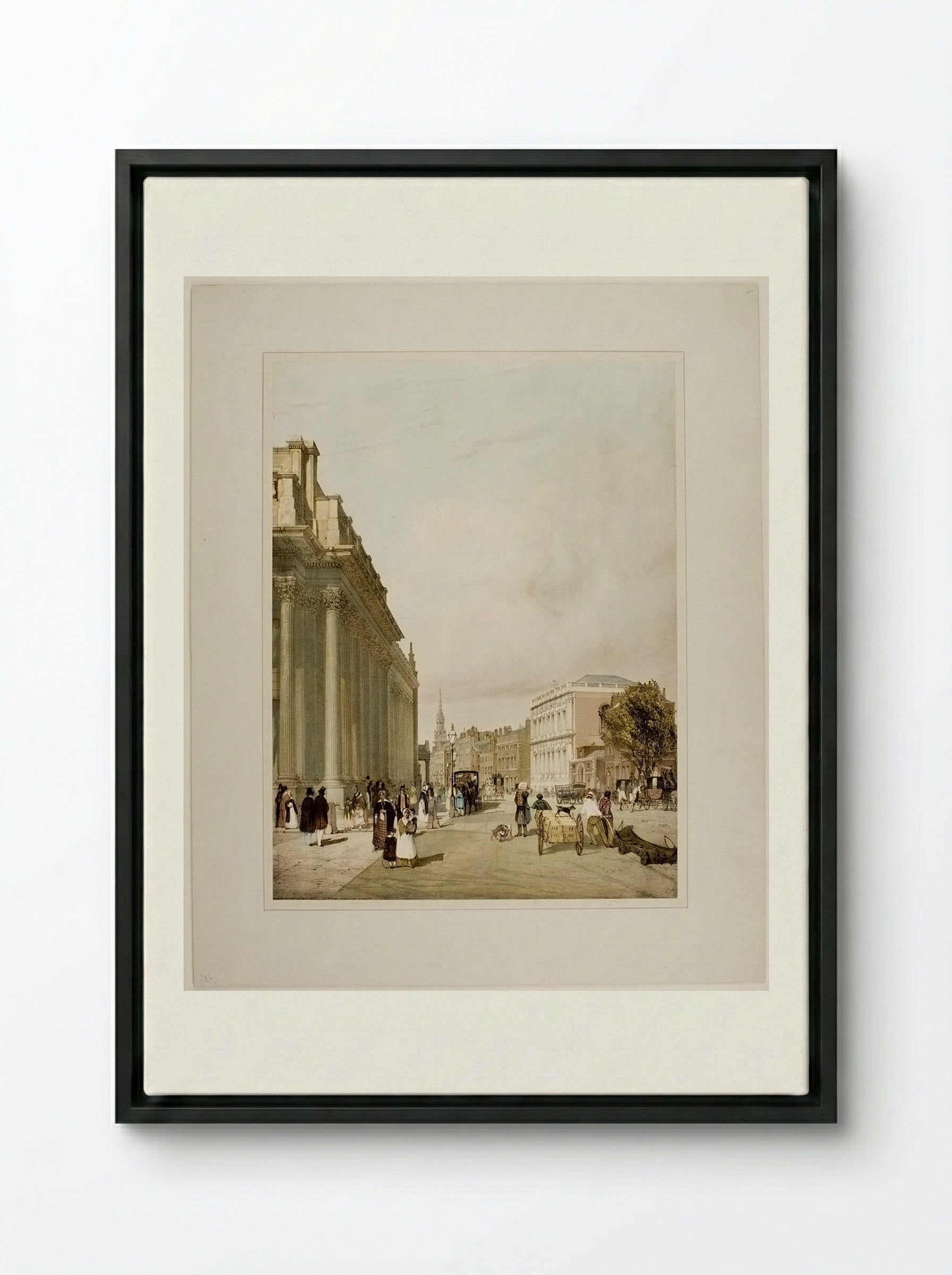 Board of Trade, Whitehall, etc... from Downing Street - Thomas Shotter Boys - Framed Canvas Black