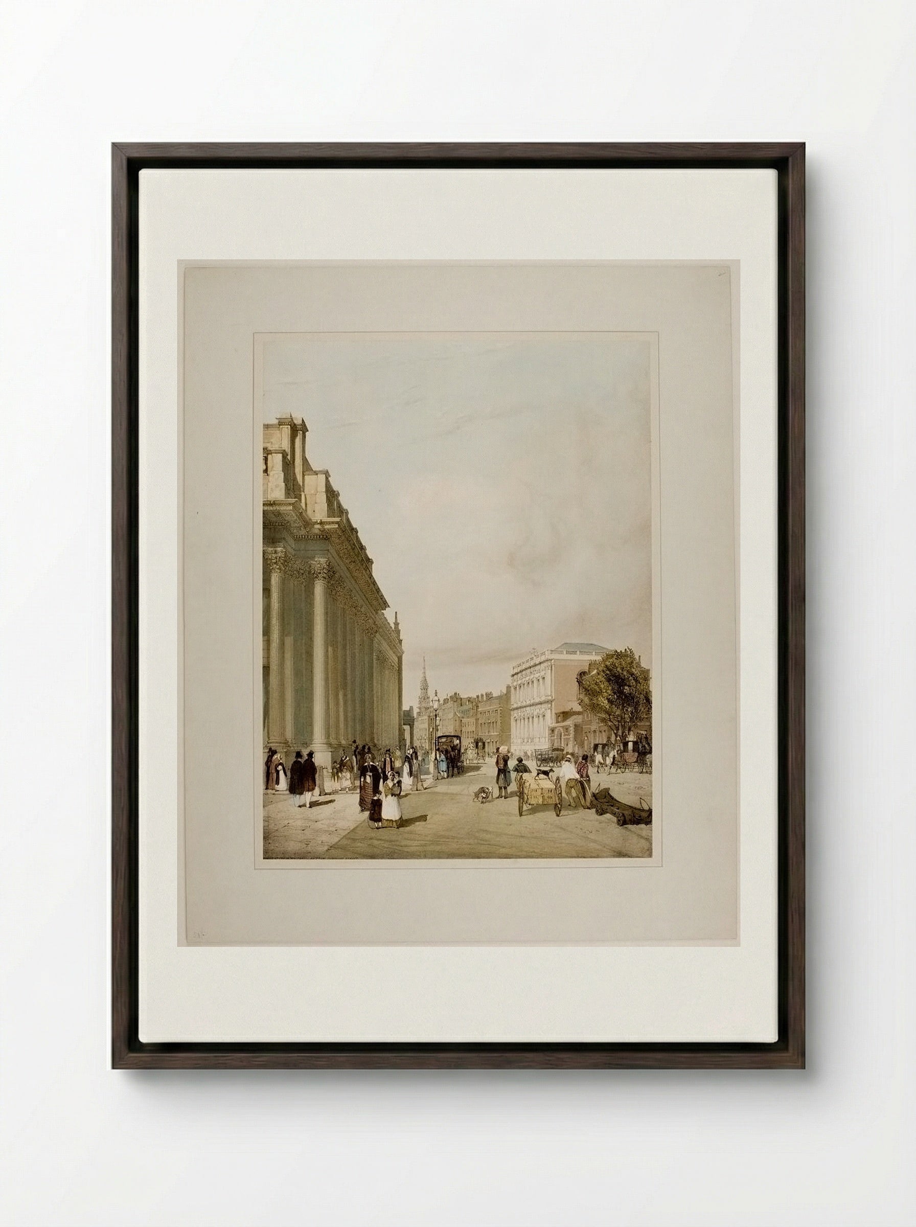 Board of Trade, Whitehall, etc... from Downing Street - Thomas Shotter Boys - Framed Canvas Dark Wood