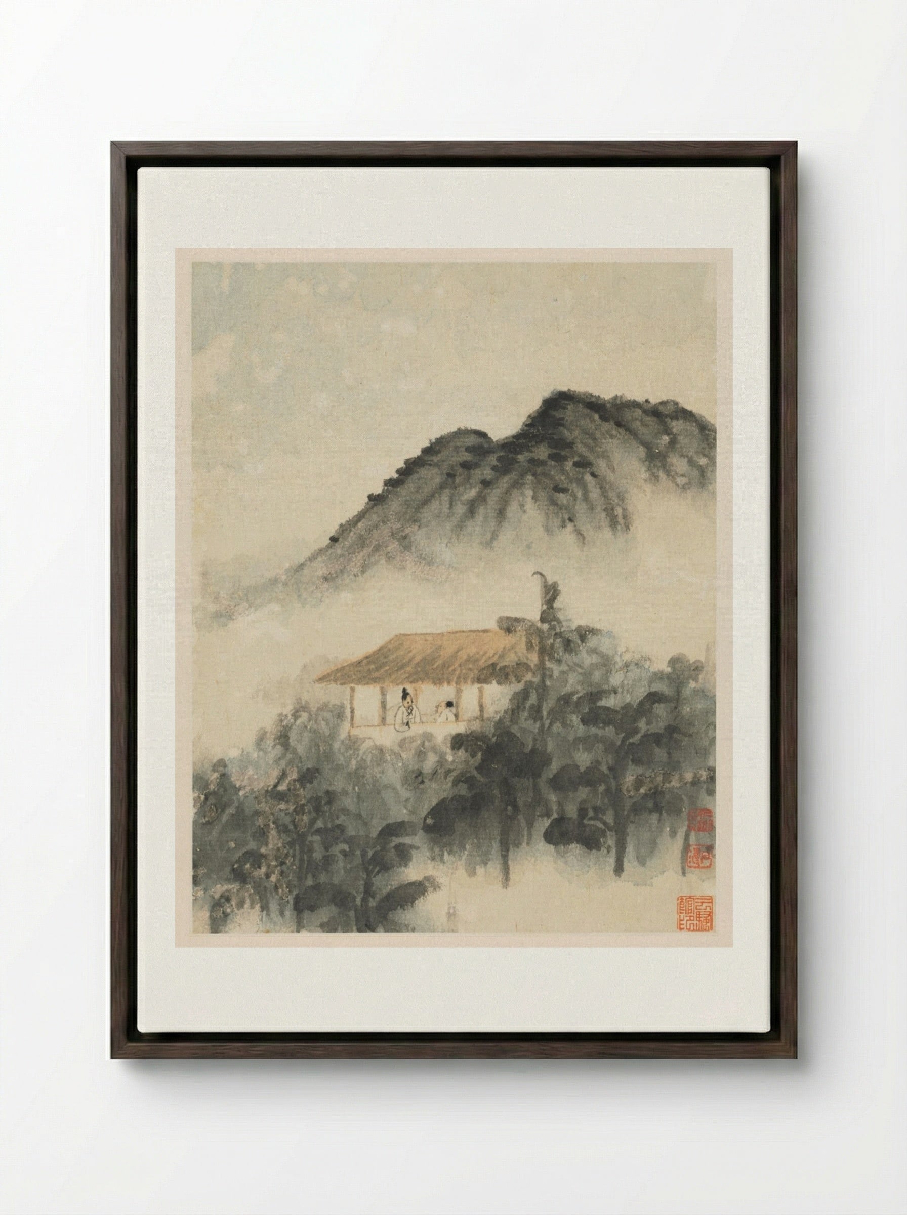 Reminiscences of Qinhuai River - Shitao - Framed Canvas Dark Wood