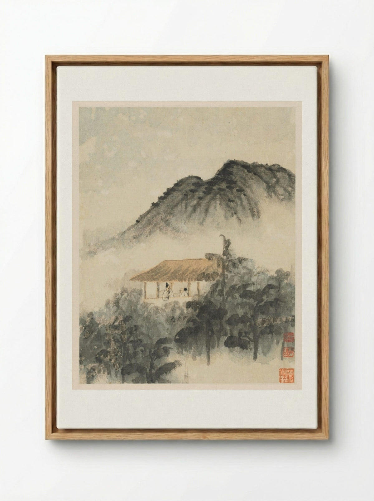 Reminiscences of Qinhuai River - Shitao - Framed Canvas Wood