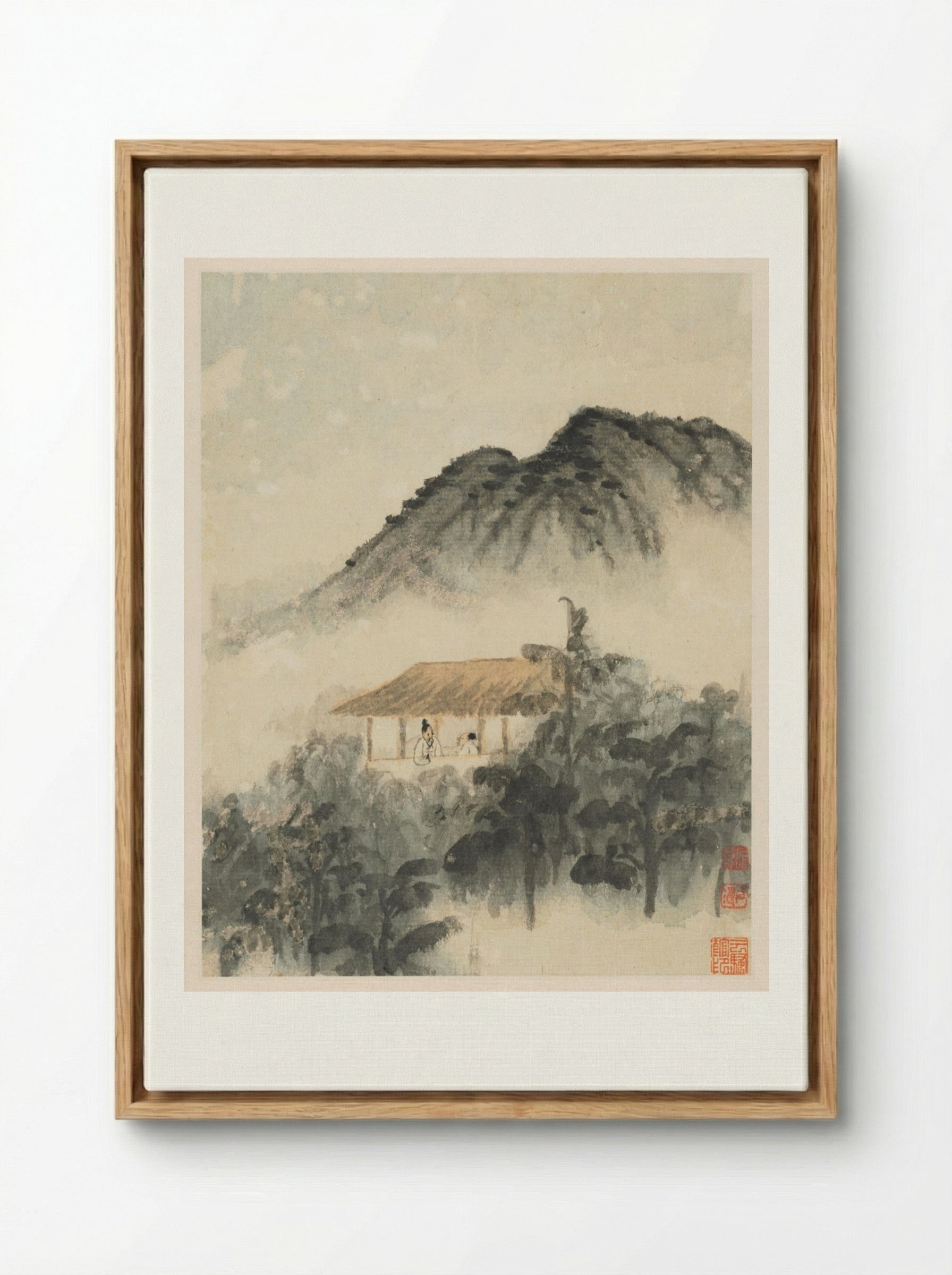 Reminiscences of Qinhuai River - Shitao - Framed Canvas Wood