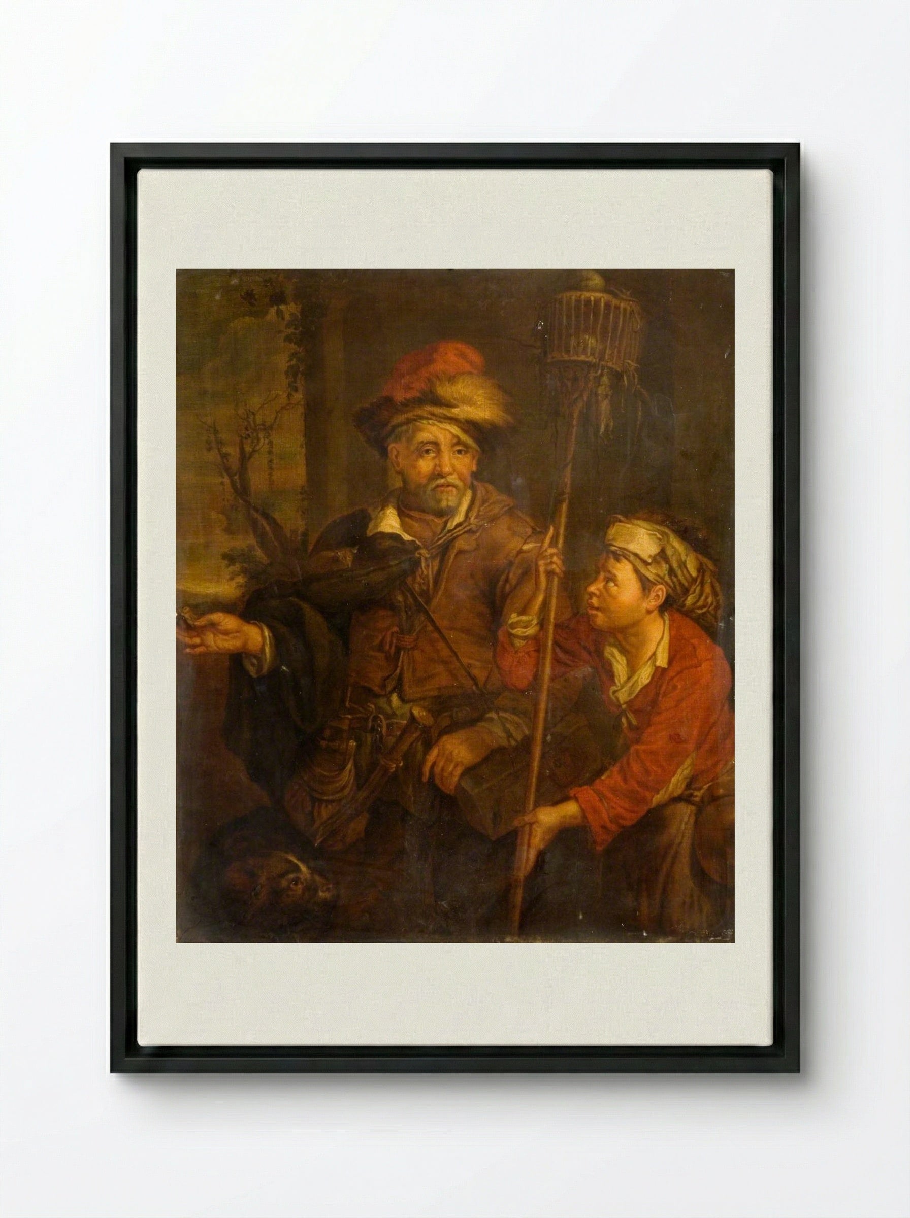 The Rat Catcher - Cornelis Visscher - Framed Canvas Black