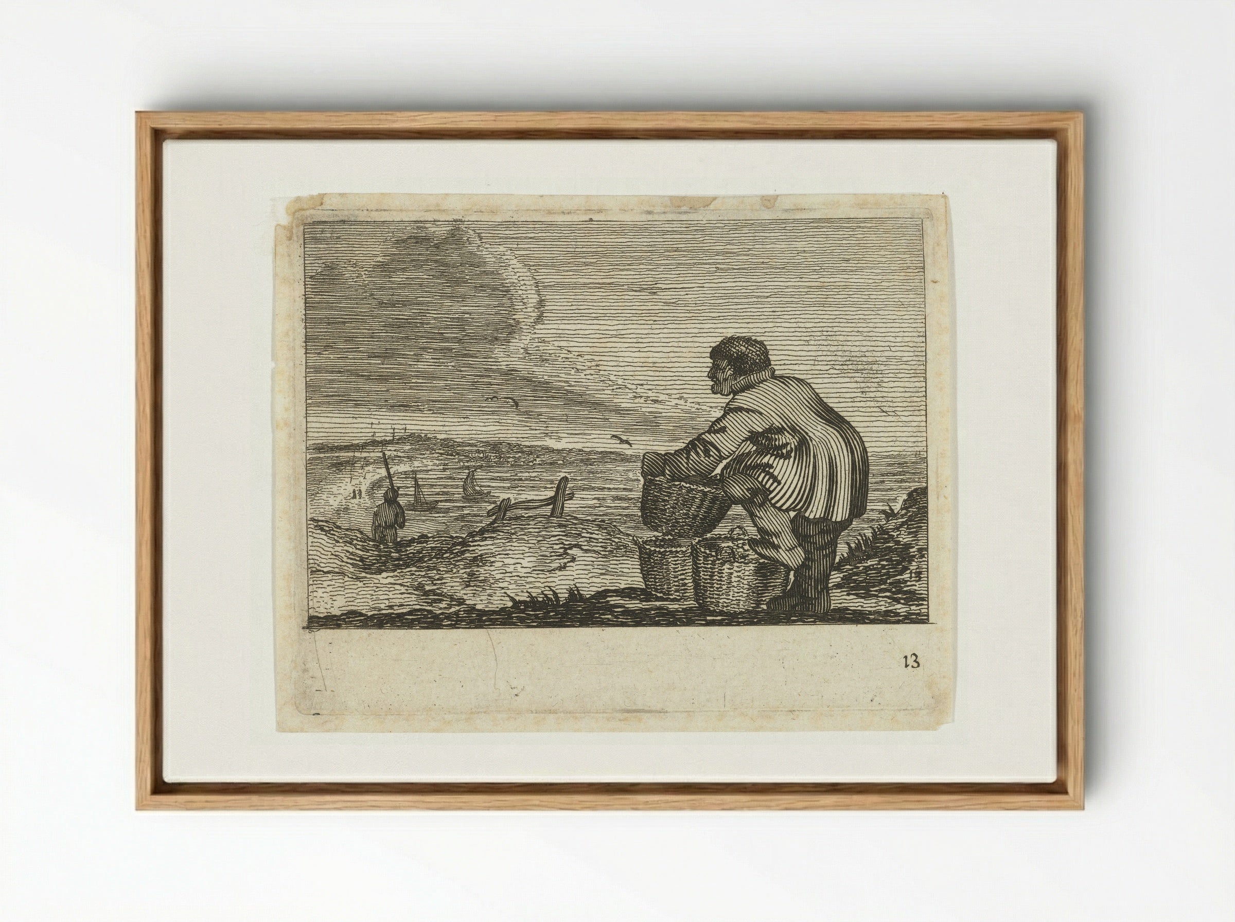 Duinlandschap met een man met drie manden - Gillis van Scheyndel (I) - Framed Canvas Wood