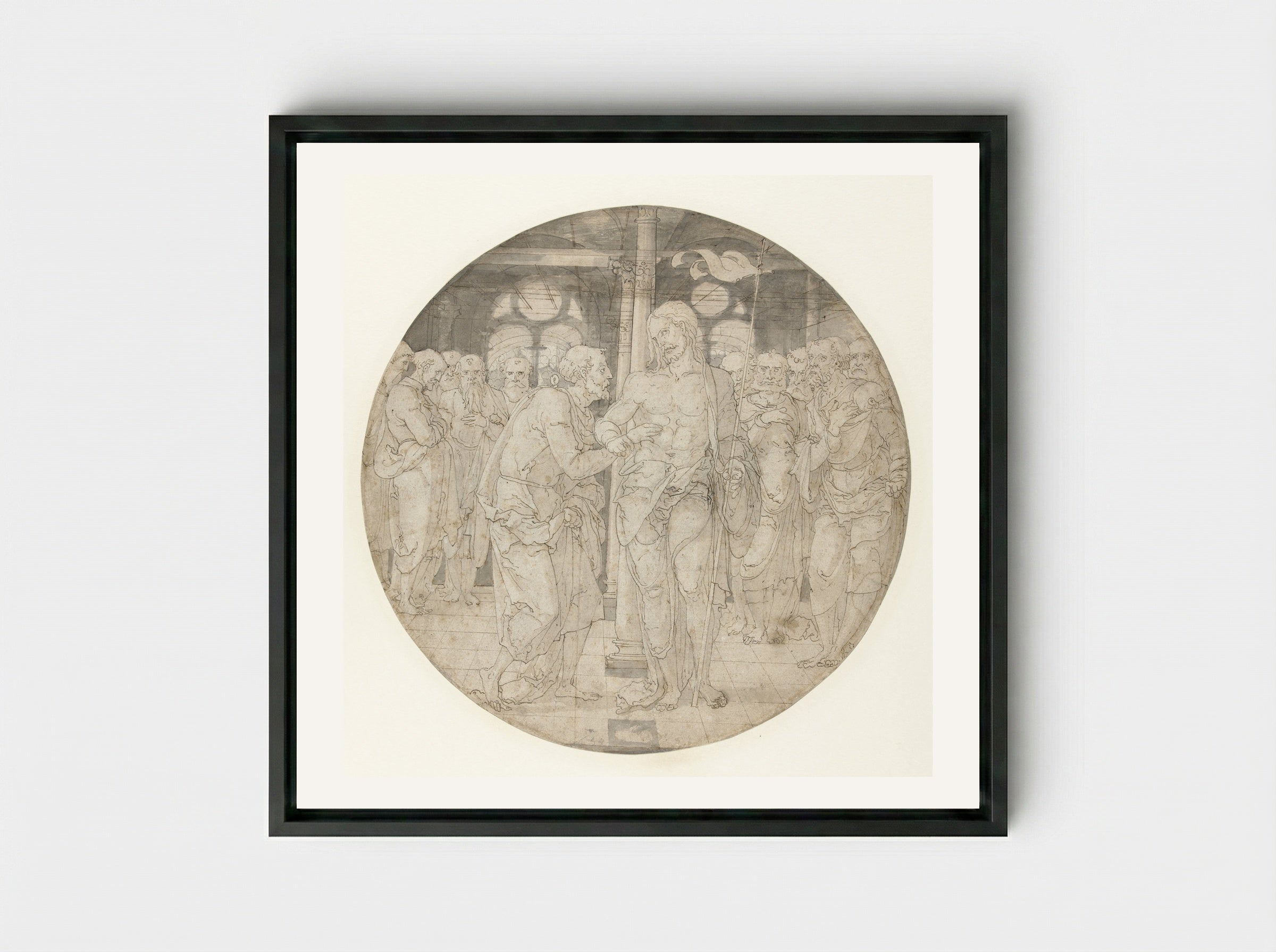 The Incredulity of Saint Thomas - Nicolaas Hogenberg - Framed Canvas Black