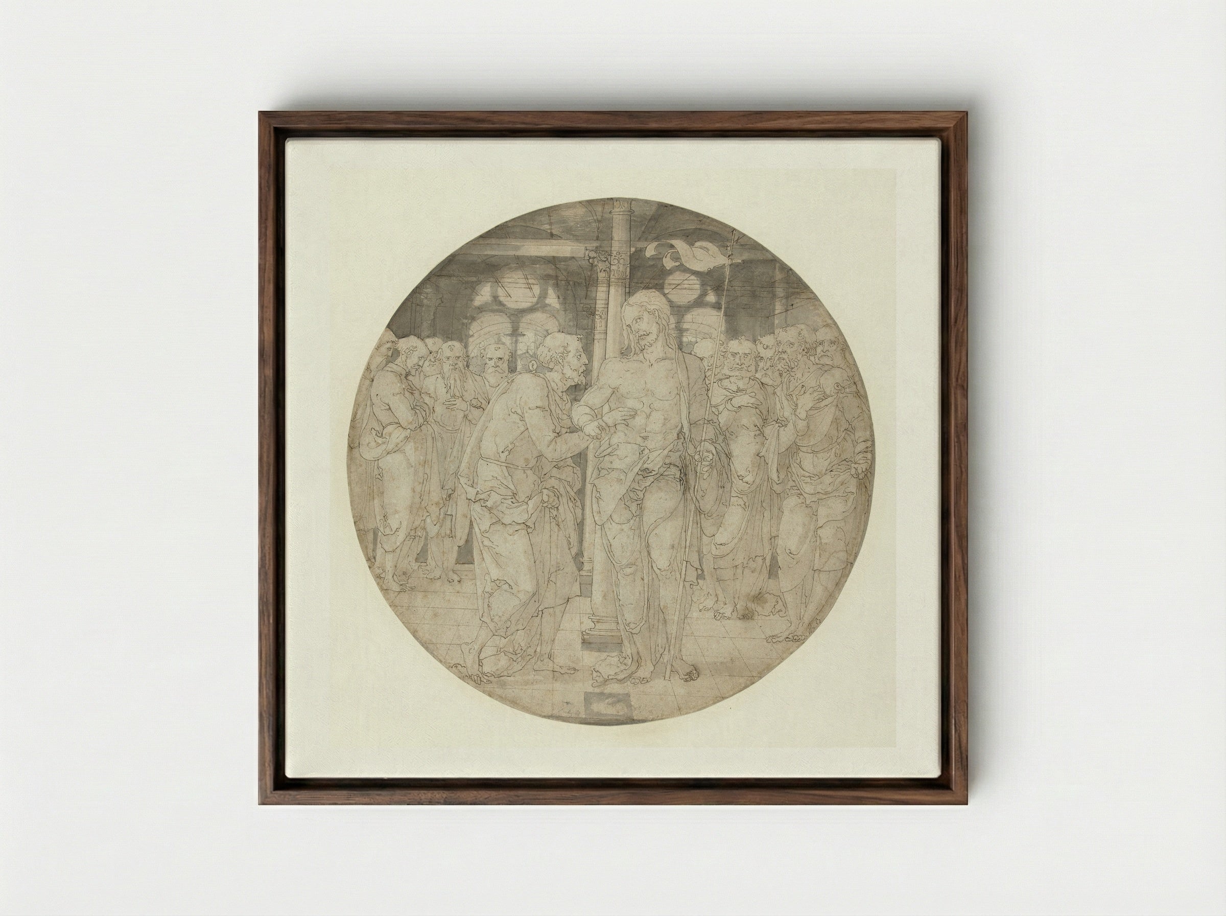 The Incredulity of Saint Thomas - Nicolaas Hogenberg - Framed Canvas Dark Wood