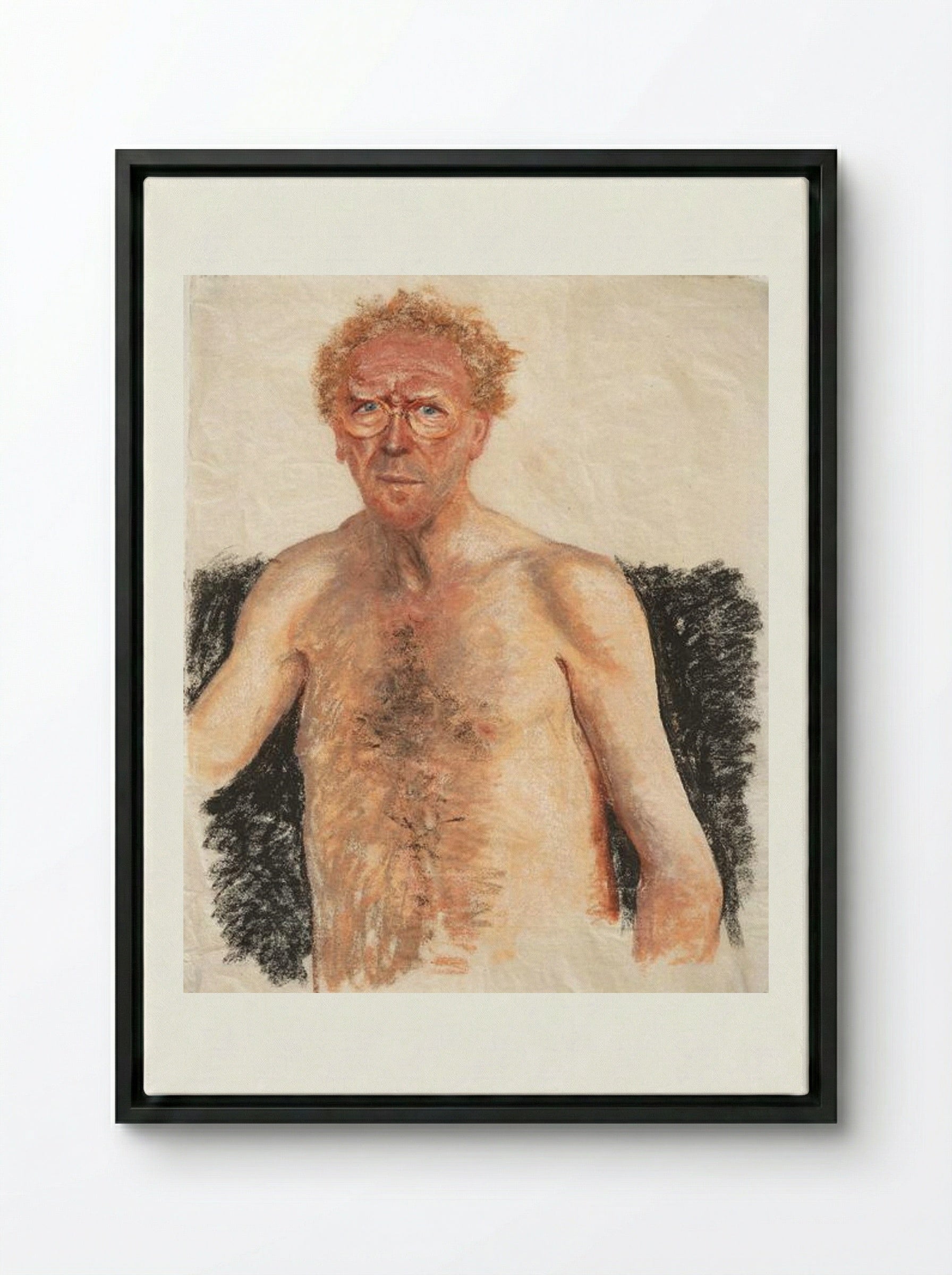 Self-Portrait Nude Torso - Avigdor Arikha - Framed Canvas Black