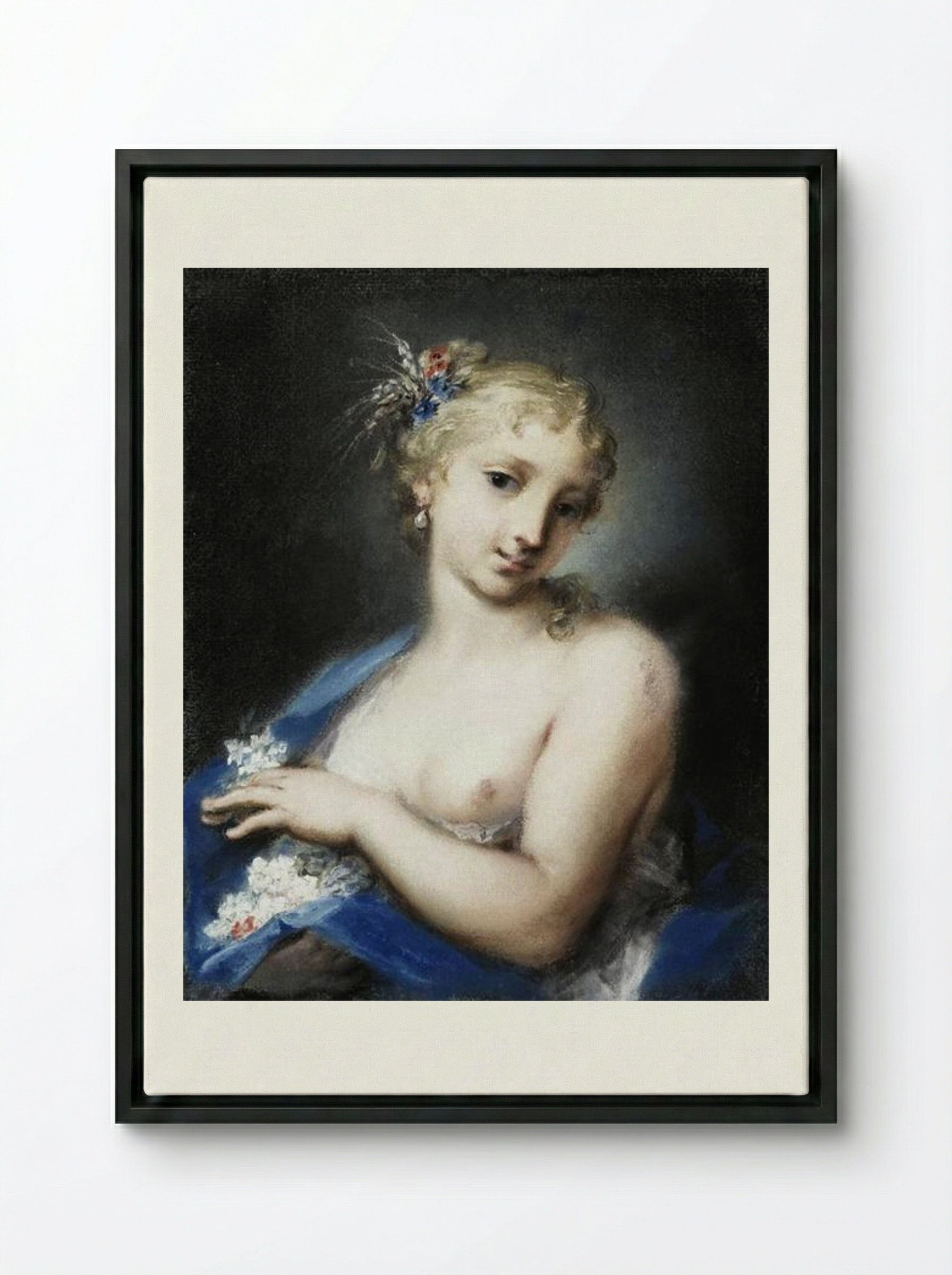 Summer - Rosalba Carriera - Framed Canvas Black