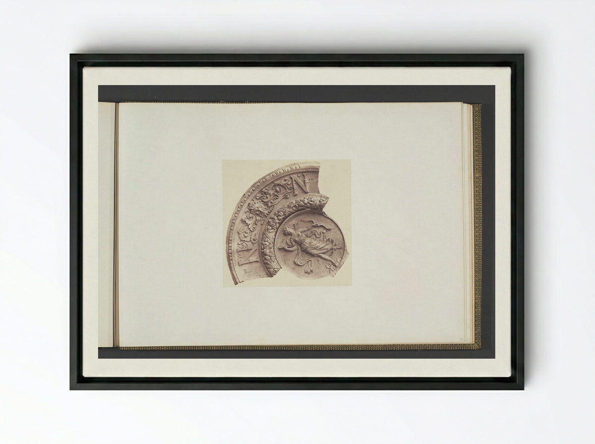 Gipsmodellen voor een gewelfversiering van het Palais du Louvre door Victor Corbel - Édouard Denis Baldus - Framed Canvas Black