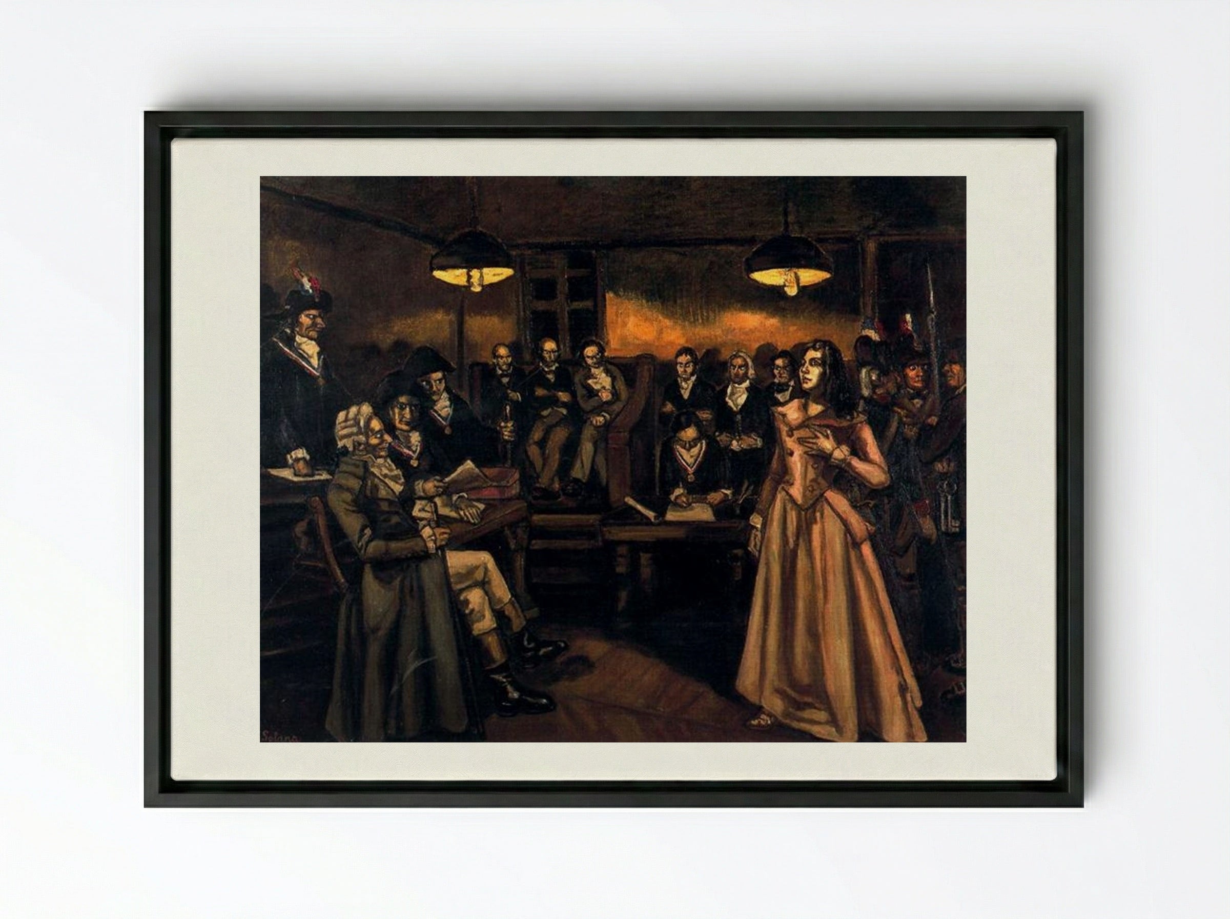 The Trial of Madame Roland - José Gutiérrez Solana - Framed Canvas Black