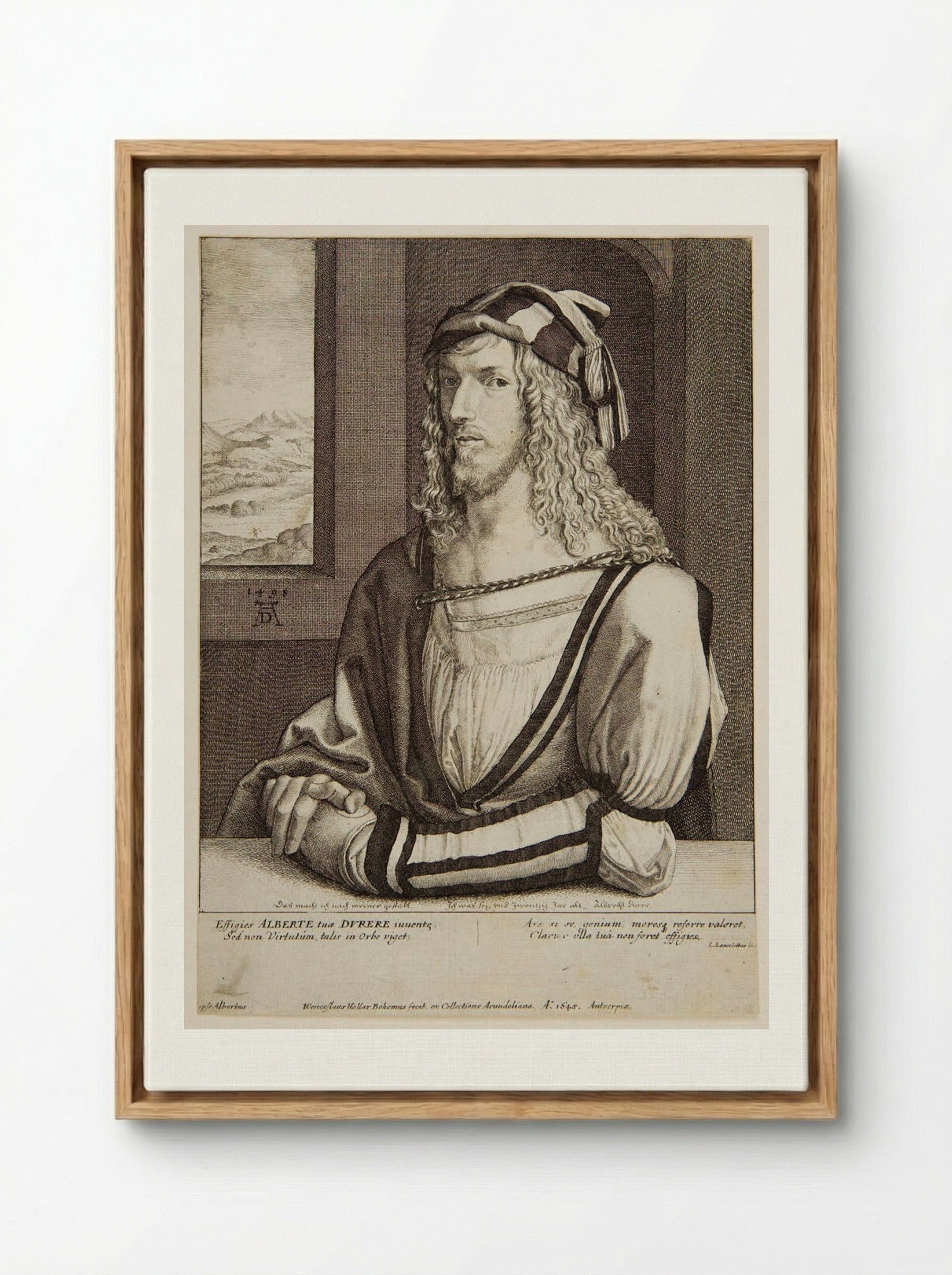 Portrait of Albrecht Dürer - Wenceslaus Hollar - Framed Canvas Wood