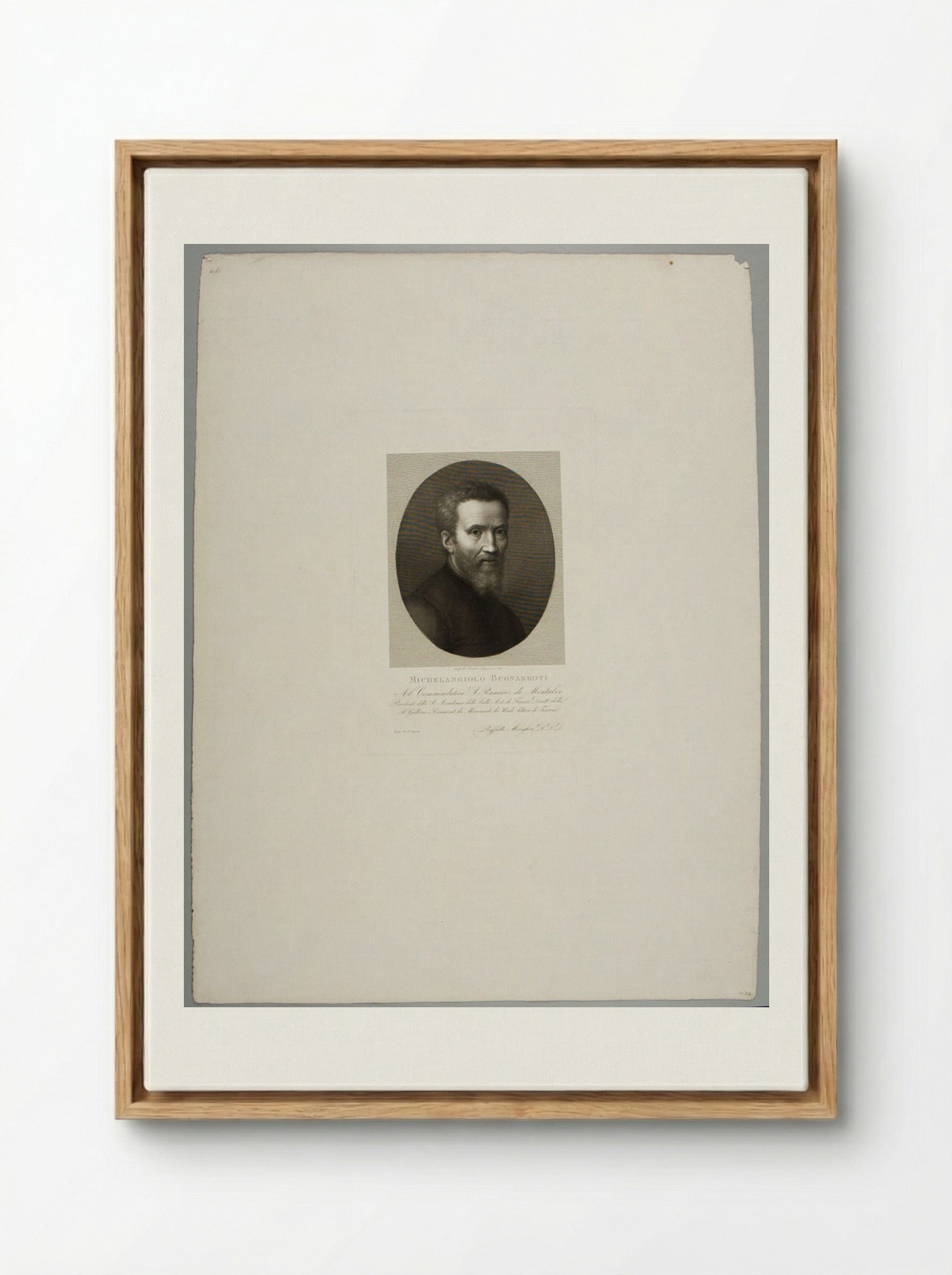 Portrait of Michelangelo Buonarroti - Raphael Morghen - Framed Canvas Wood