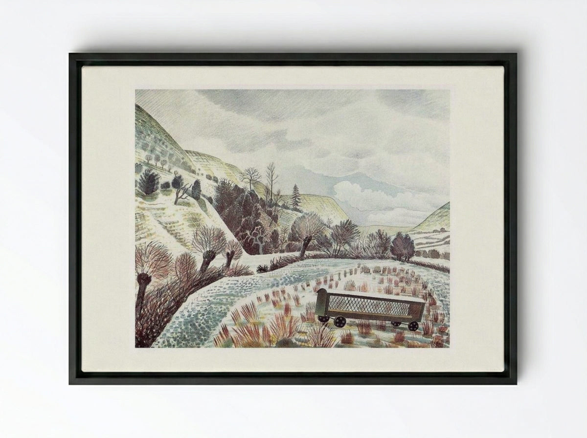 New Year's Snow - Eric Ravilious - Framed Canvas Black