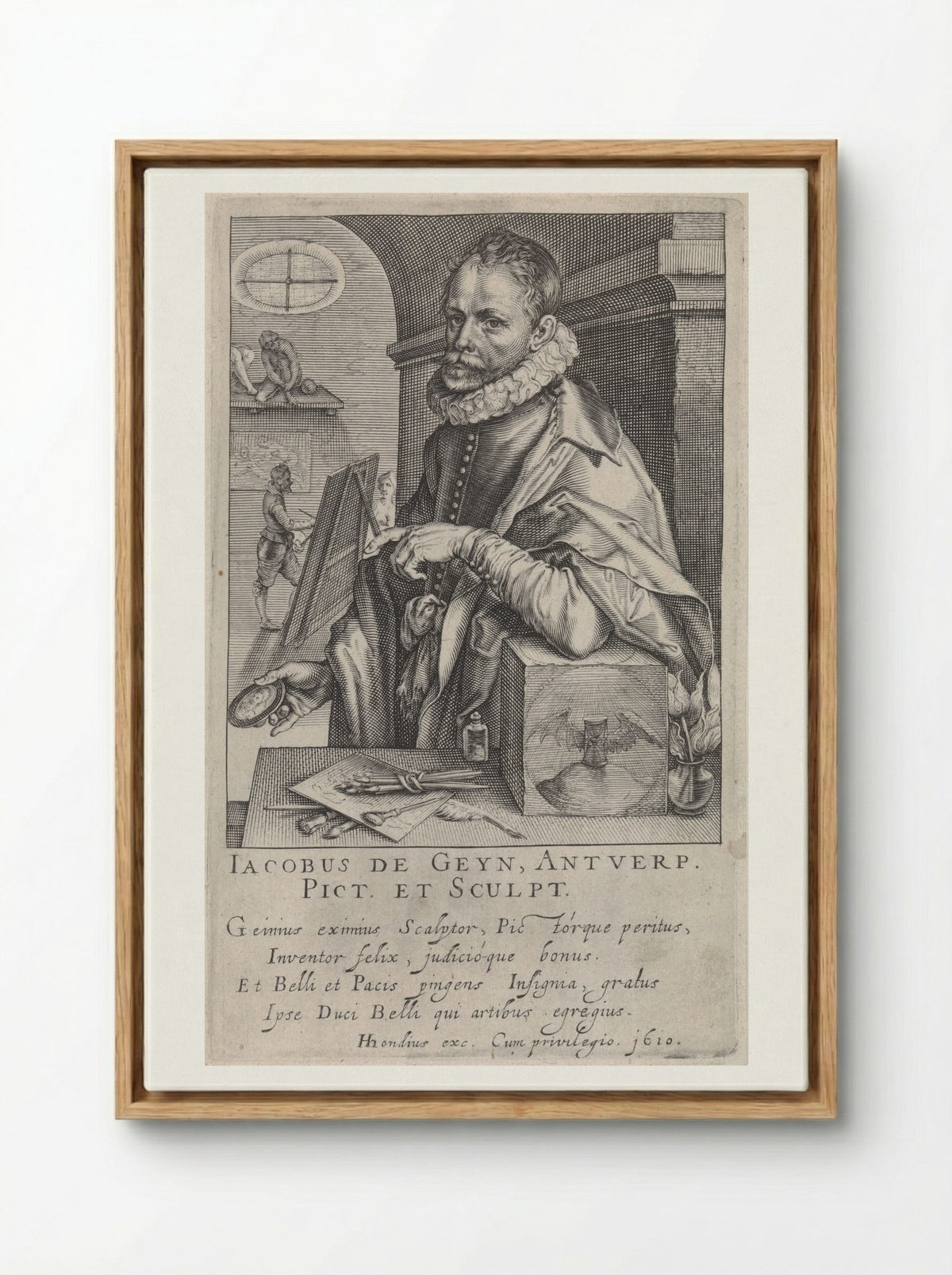 Portrait of Jacques de Gheyn II - Jacques de Gheyn II - Framed Canvas Wood