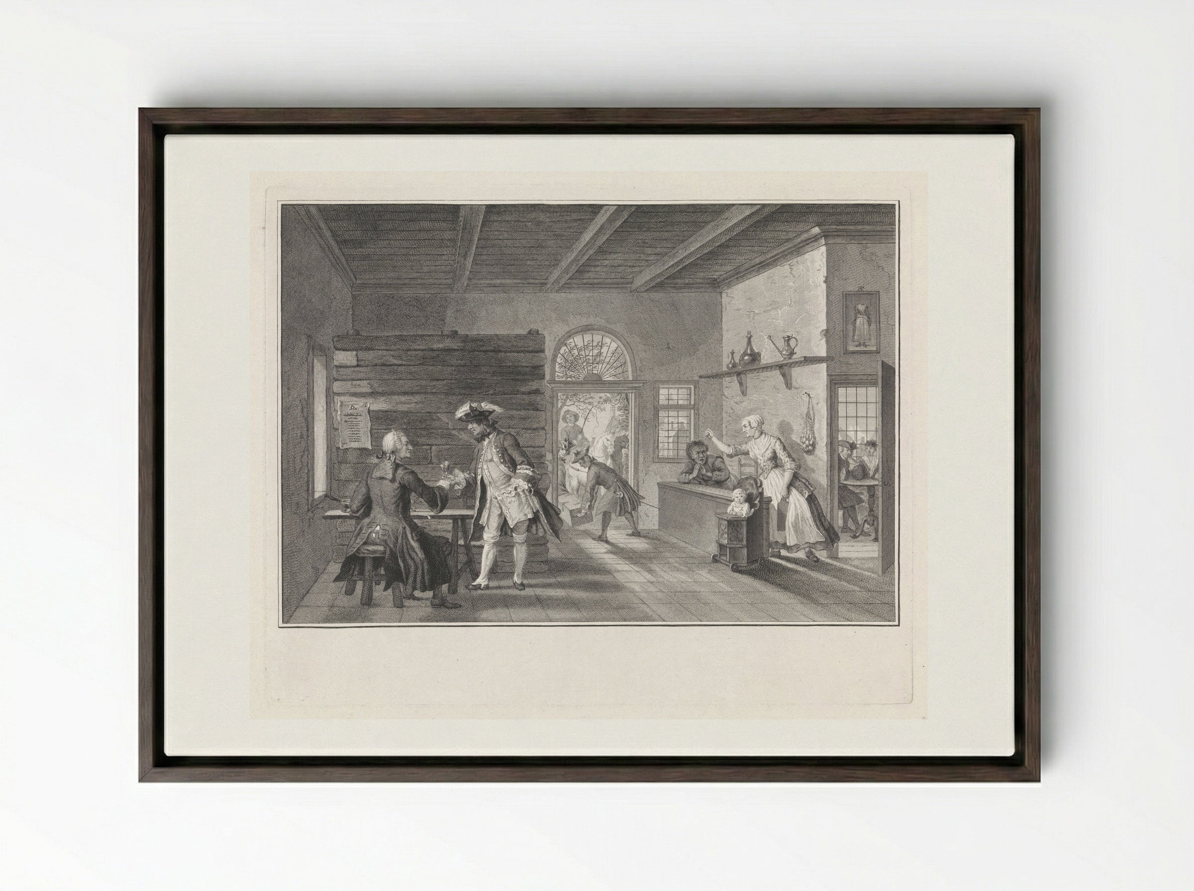 De Puiterveense helleveeg achter de tap - Pieter Tanjé - Framed Canvas Dark Wood