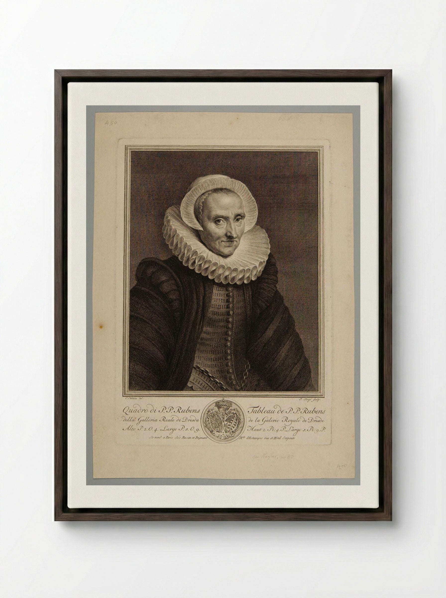 A Woman (After Peter Paul Rubens) - Pieter Tanjé - Framed Canvas Dark Wood