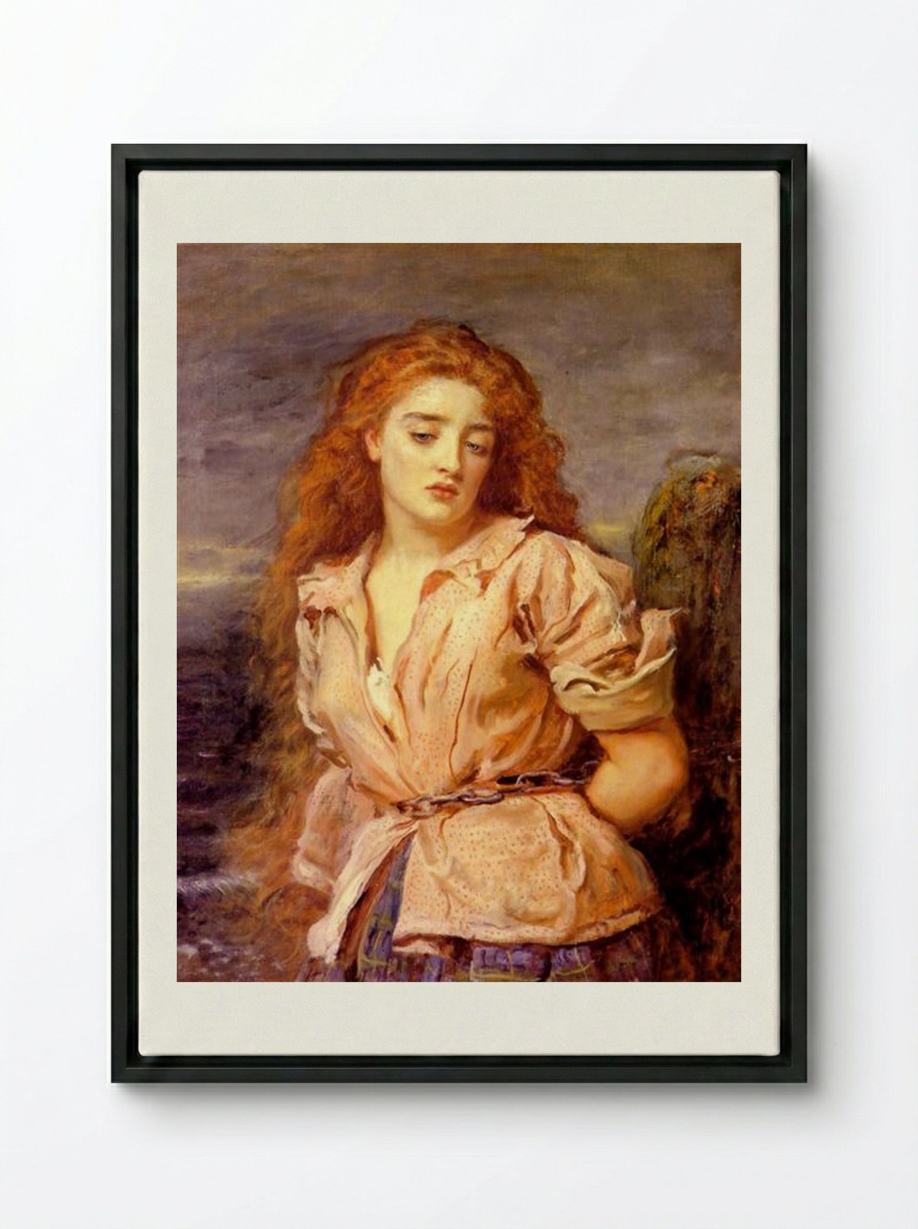 The Martyr of the Solway - John Everett Millais - Framed Canvas Black