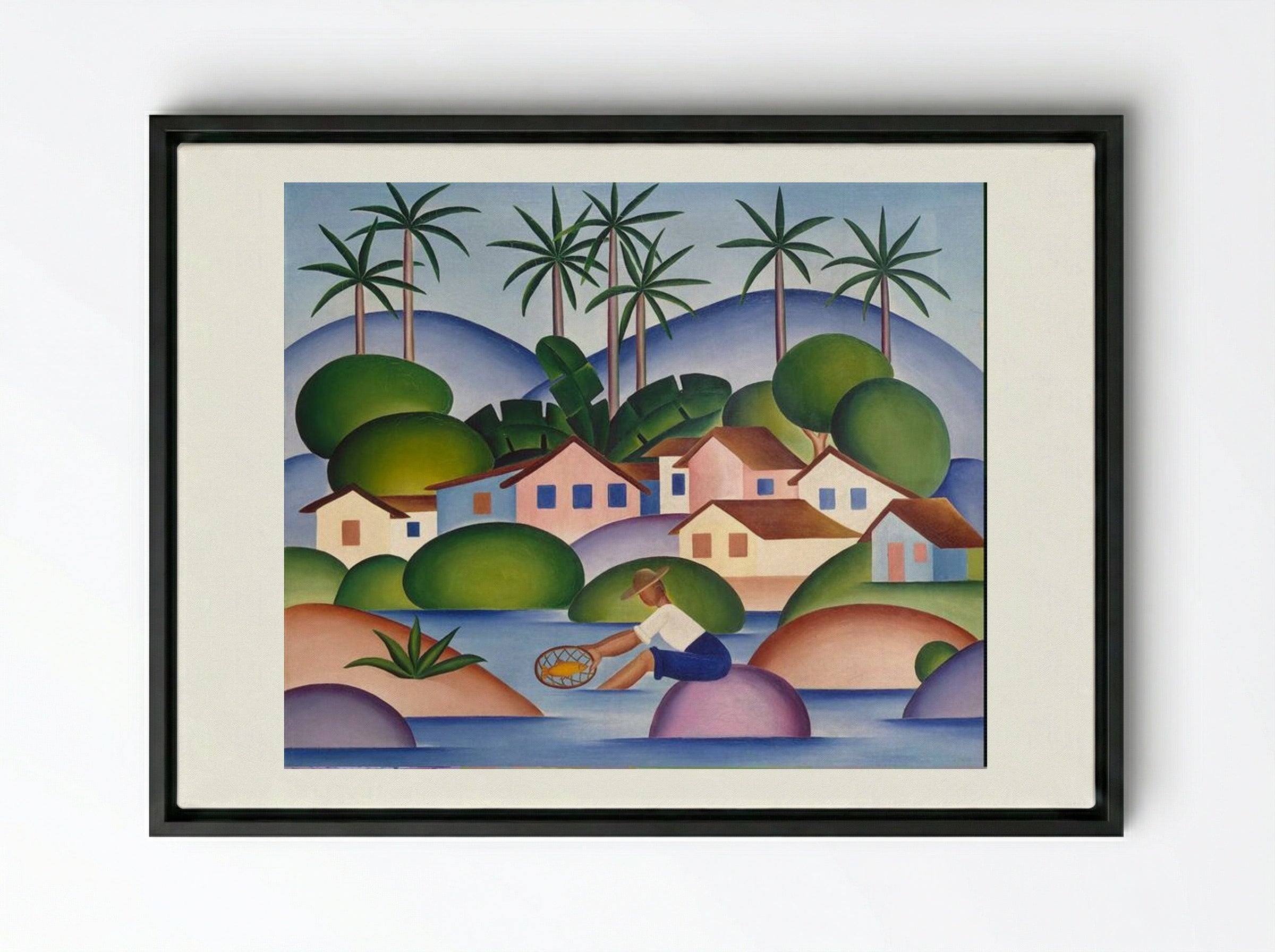 An Angler - Tarsila do Amaral - Framed Canvas Black