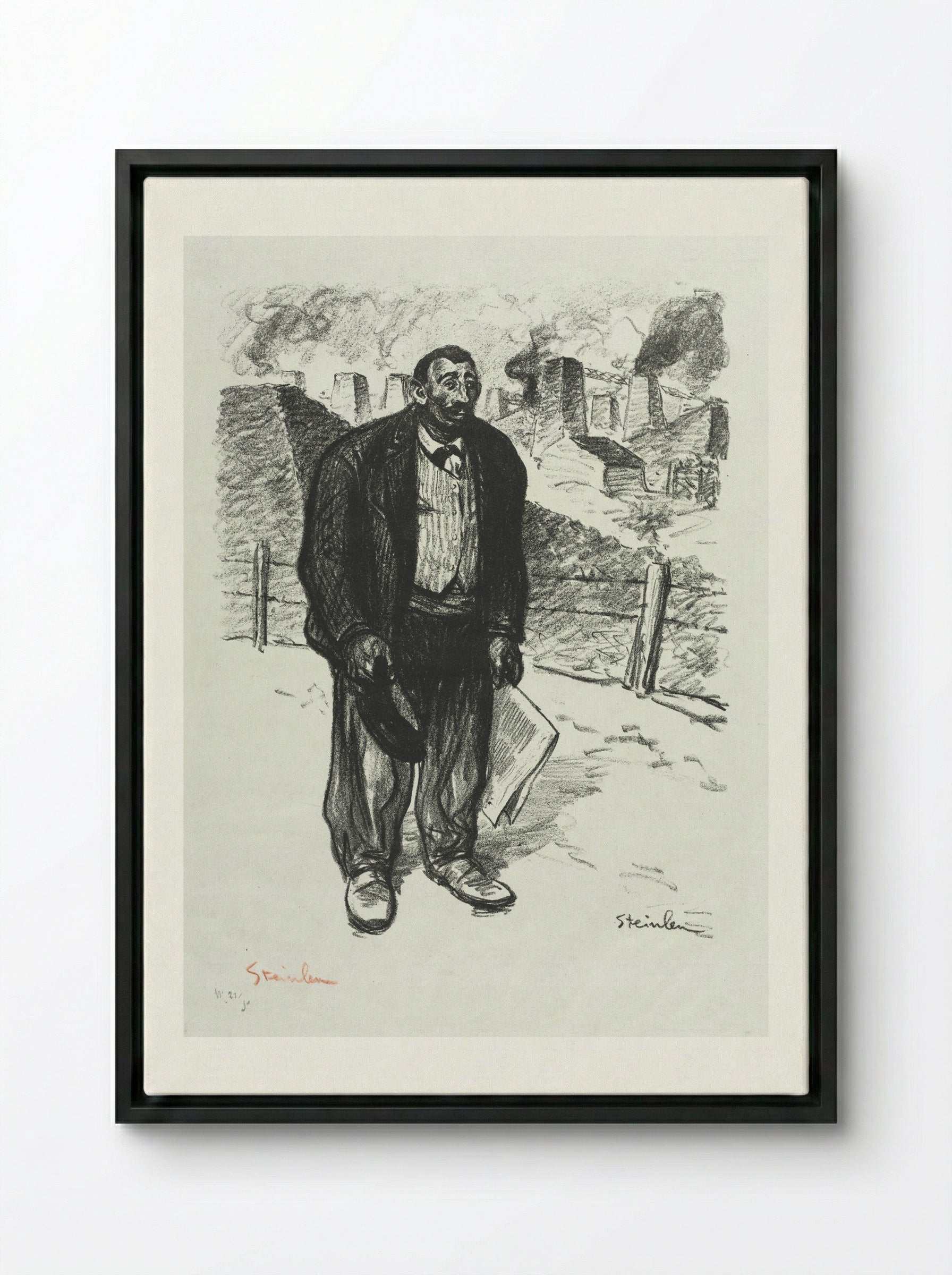 L'Honnête ouvrier - Théophile Alexandre Steinlen - Framed Canvas Black
