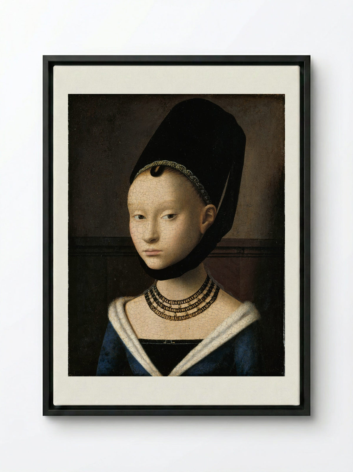 Portrait of a Young Woman - Petrus Christus - Framed Canvas Black