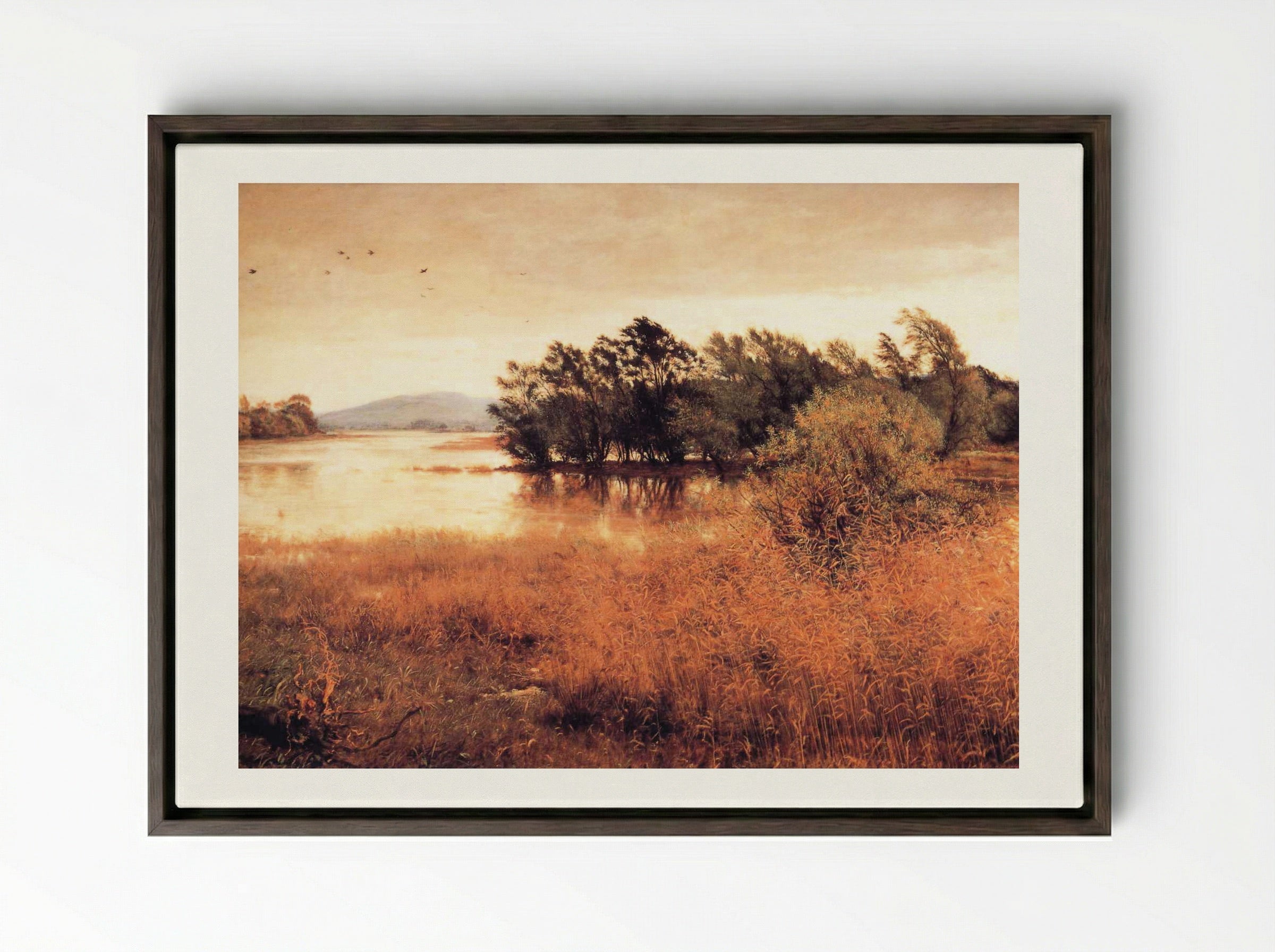 Chill October - John Everett Millais - Framed Canvas Dark Wood