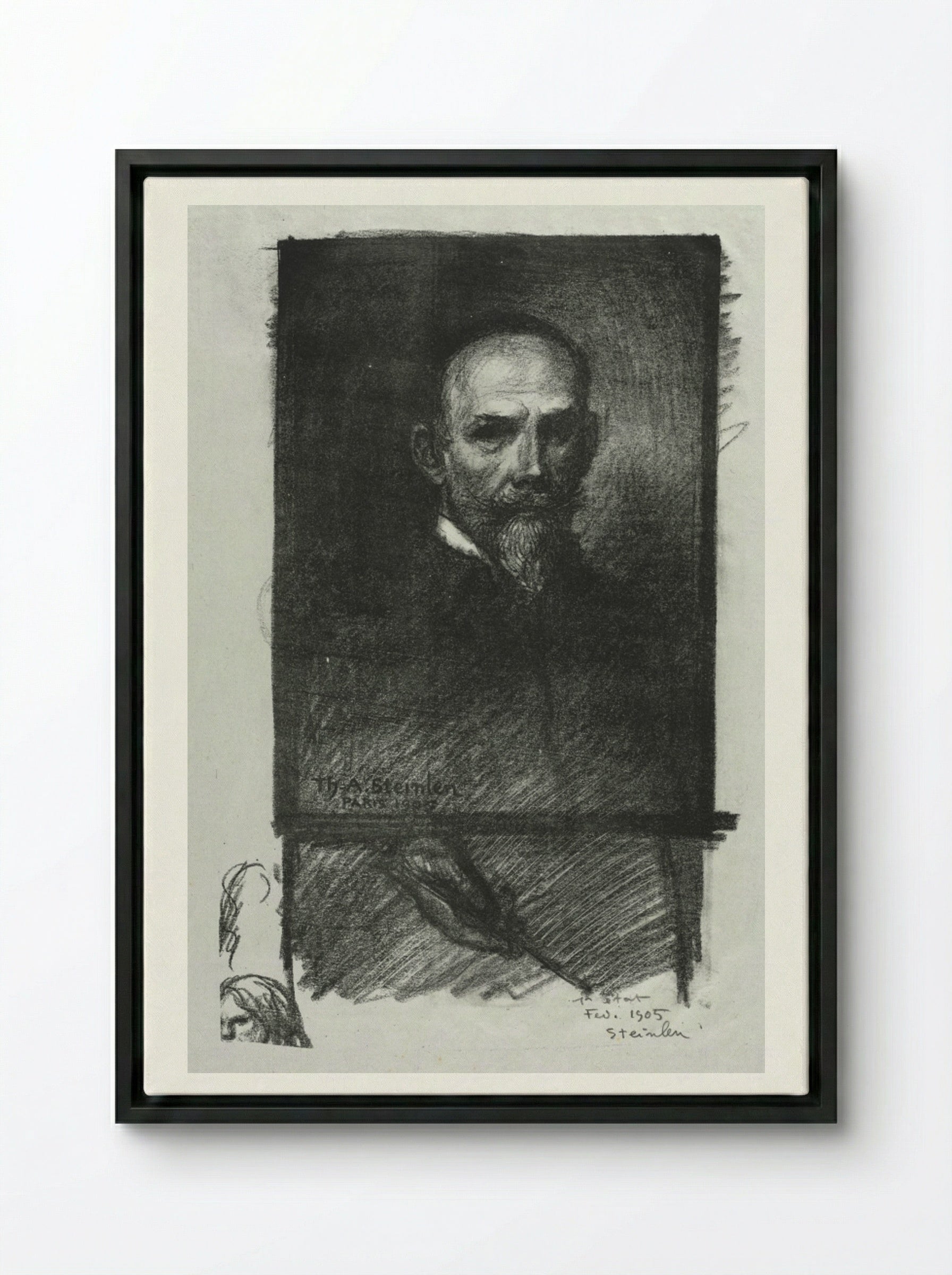 Self-Portrait - Théophile Alexandre Steinlen - Framed Canvas Black