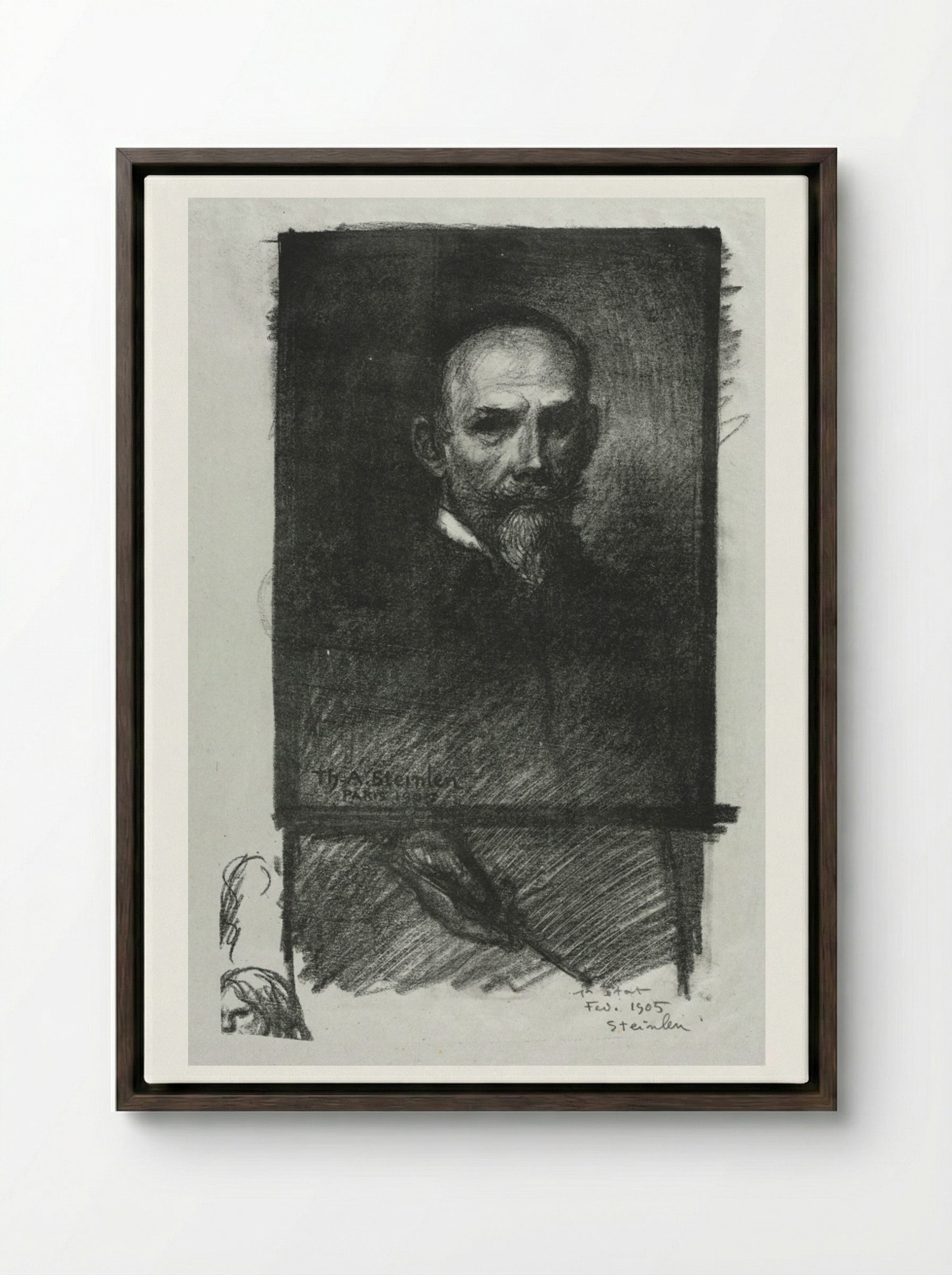 Self-Portrait - Théophile Alexandre Steinlen - Framed Canvas Dark Wood