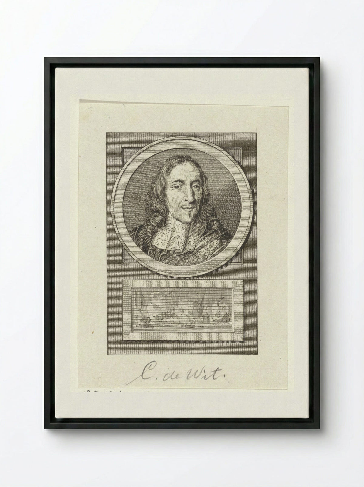 Portret van Cornelis de Witt - Reinier Vinkeles - Framed Canvas Black