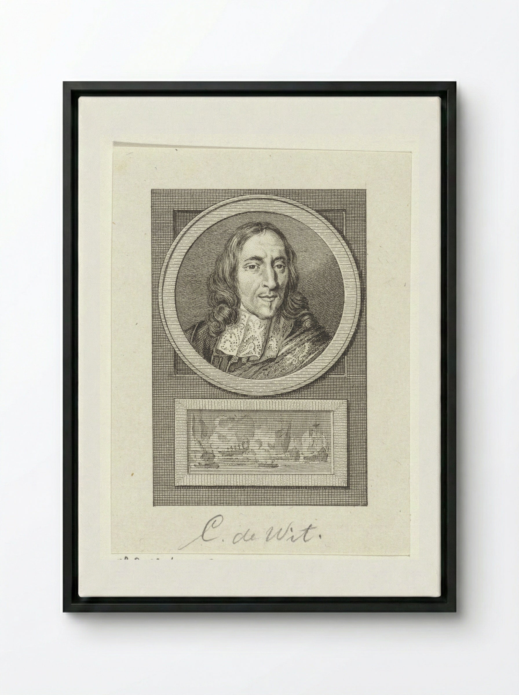 Portret van Cornelis de Witt - Reinier Vinkeles - Framed Canvas Black