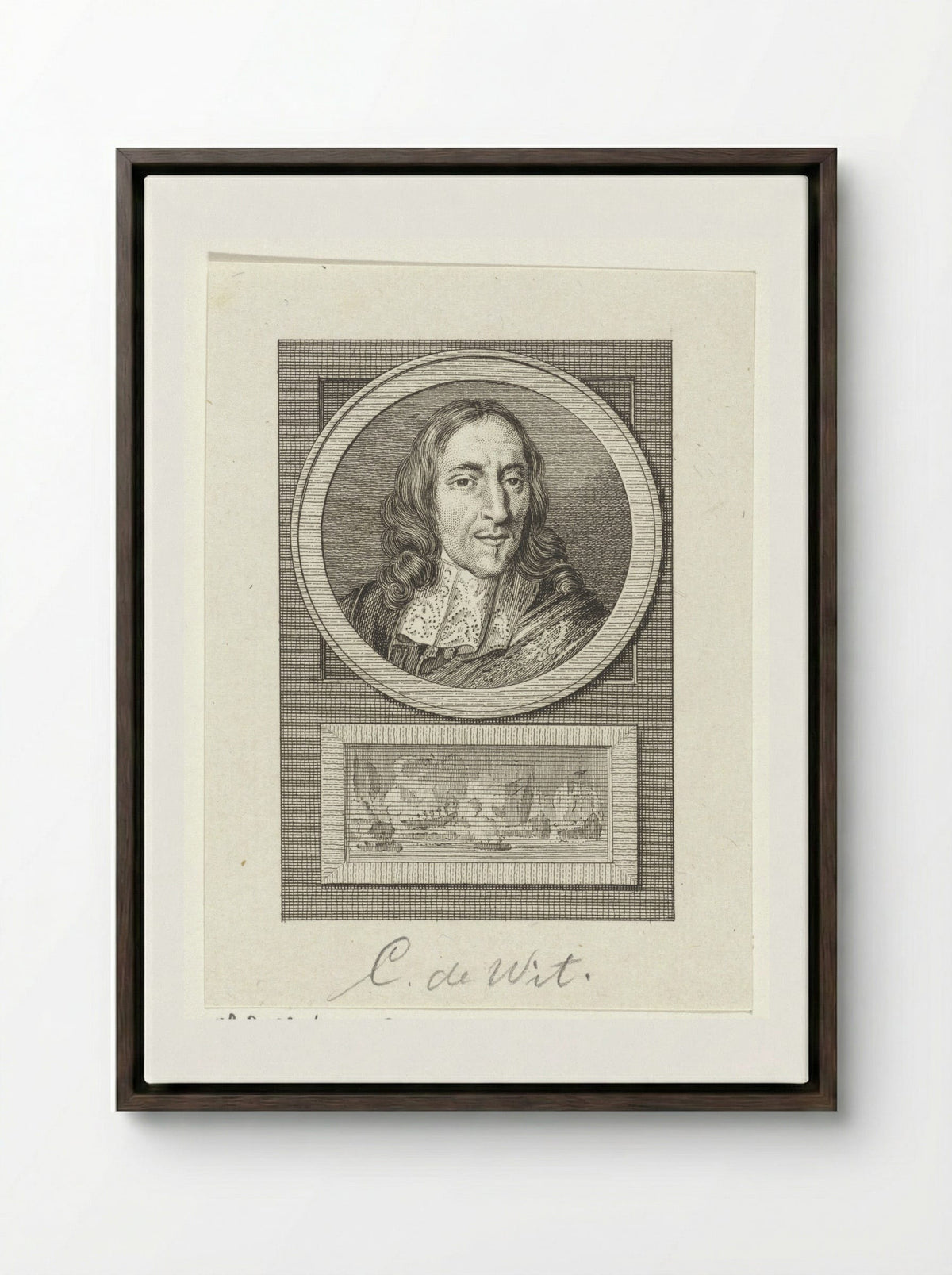 Portret van Cornelis de Witt - Reinier Vinkeles - Framed Canvas Dark Wood