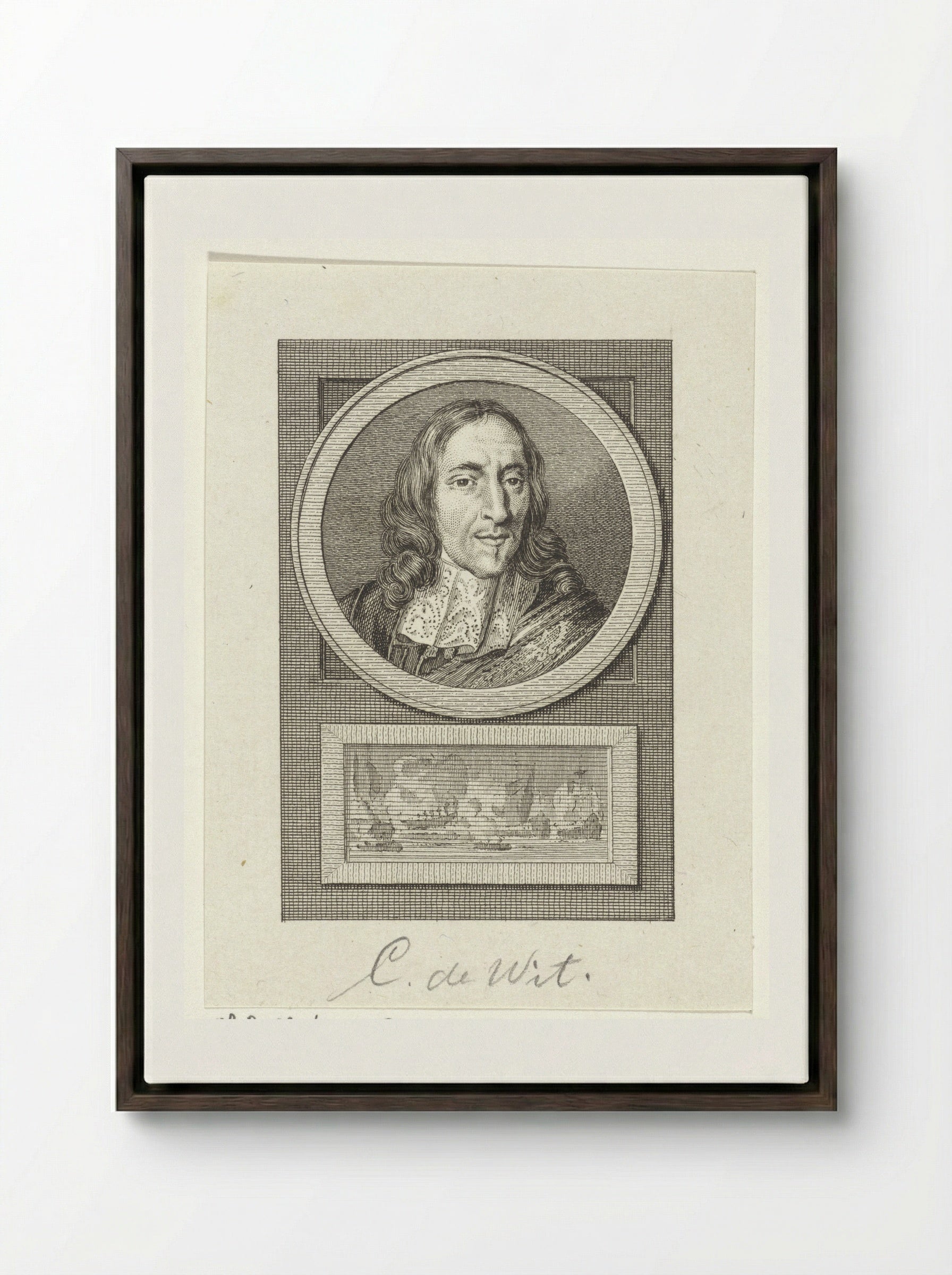 Portret van Cornelis de Witt - Reinier Vinkeles - Framed Canvas Dark Wood
