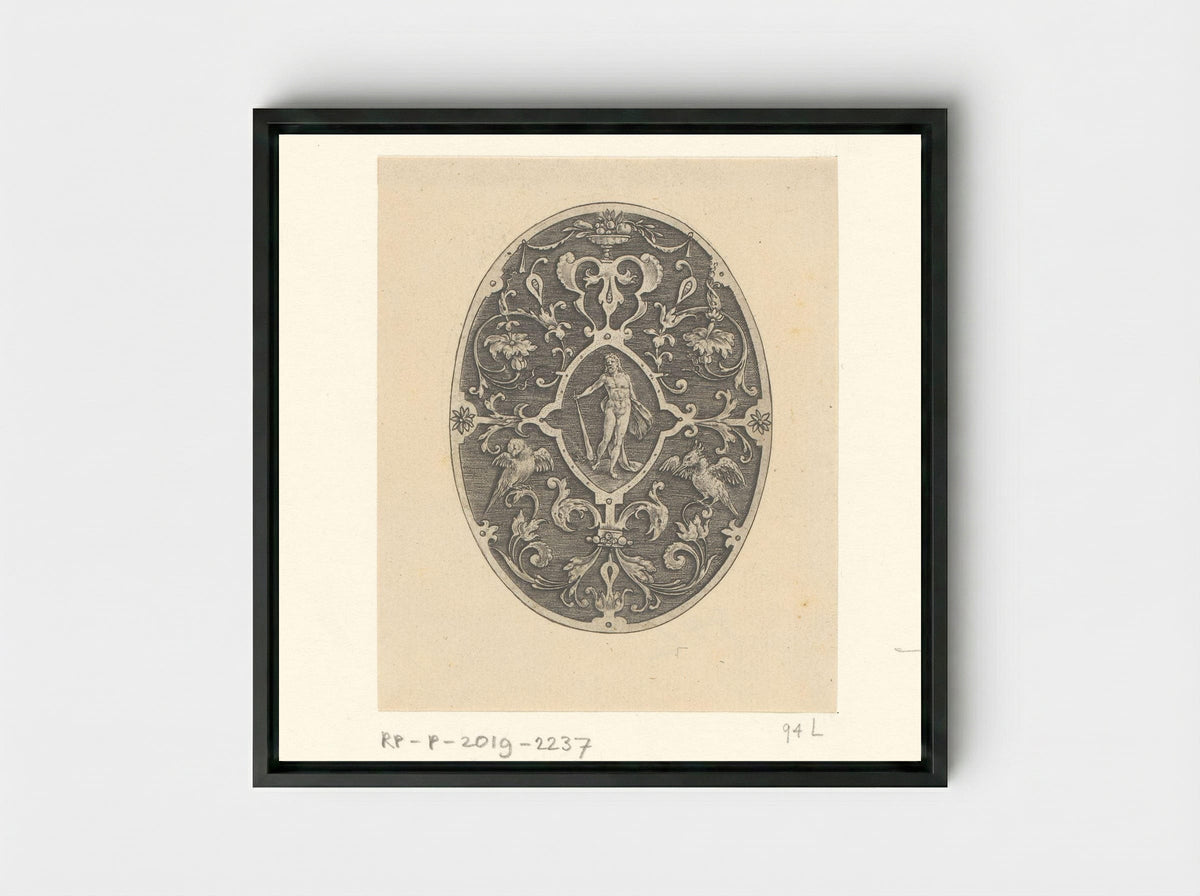 Ovaal met in het midden Hercules - Philips Galle - Framed Canvas Black
