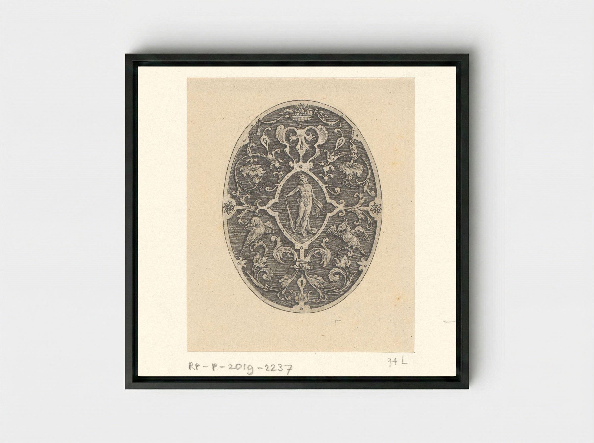 Ovaal met in het midden Hercules - Philips Galle - Framed Canvas Black