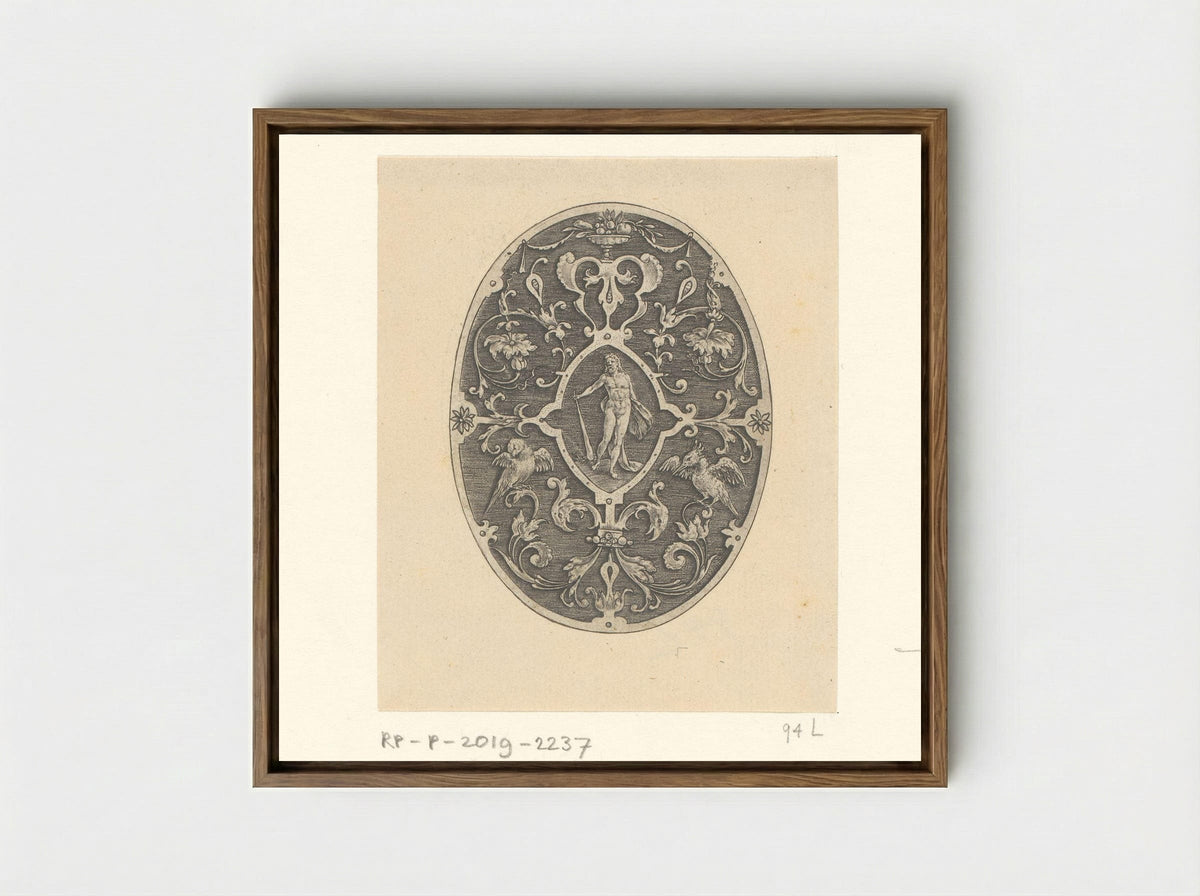 Ovaal met in het midden Hercules - Philips Galle - Framed Canvas Wood