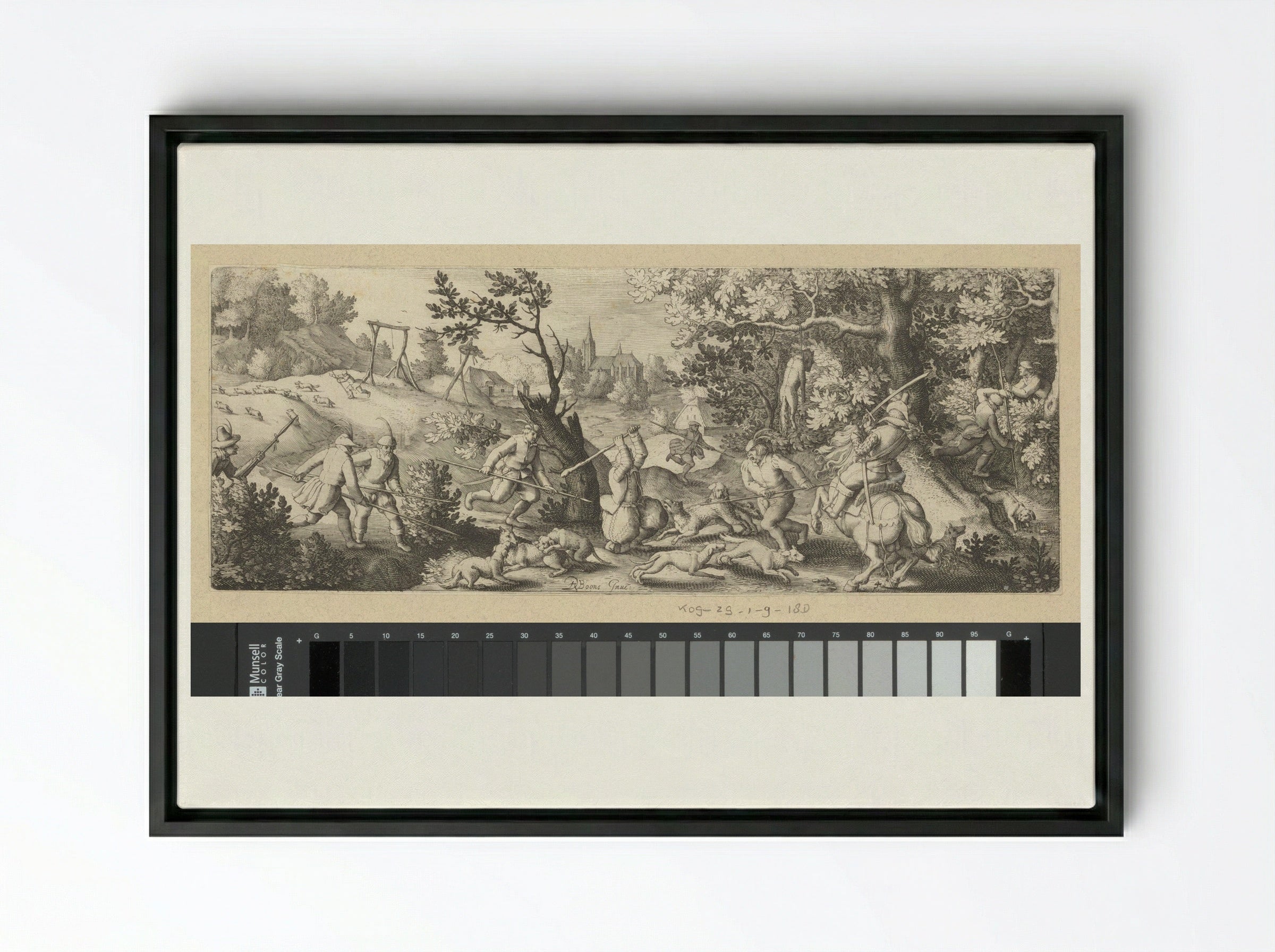 Vossenjacht (The Fox Hunt) - Claes Jansz. Visscher (II) - Framed Canvas Black