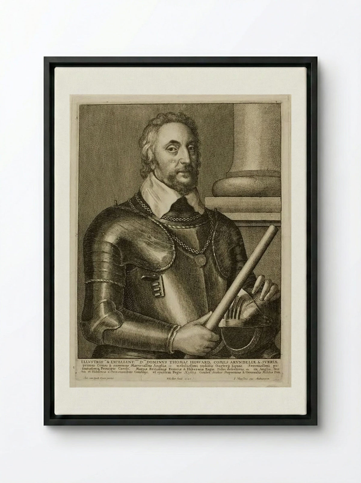 Thomas Howard, Earl of Arundel - Wenceslaus Hollar - Framed Canvas Black