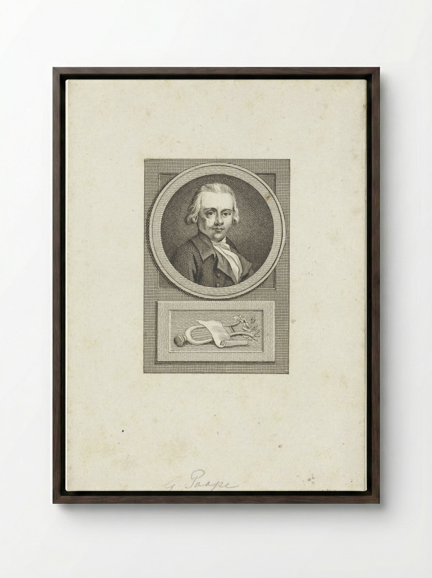 Portret van Gerrit Paape - Reinier Vinkeles (I) - Framed Canvas Dark Wood
