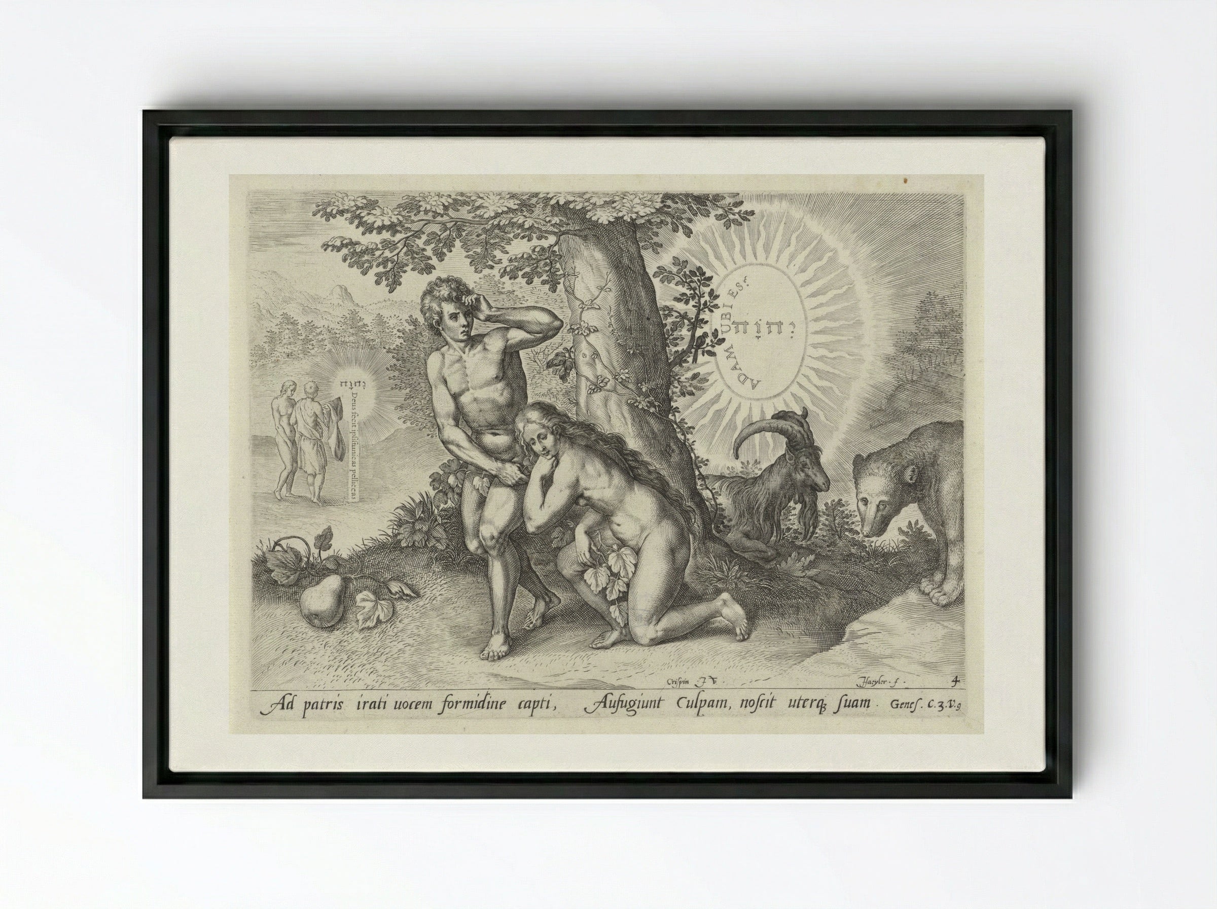 Zondeval (The Fall of Man) - Claes Jansz. Visscher (II) - Framed Canvas Black