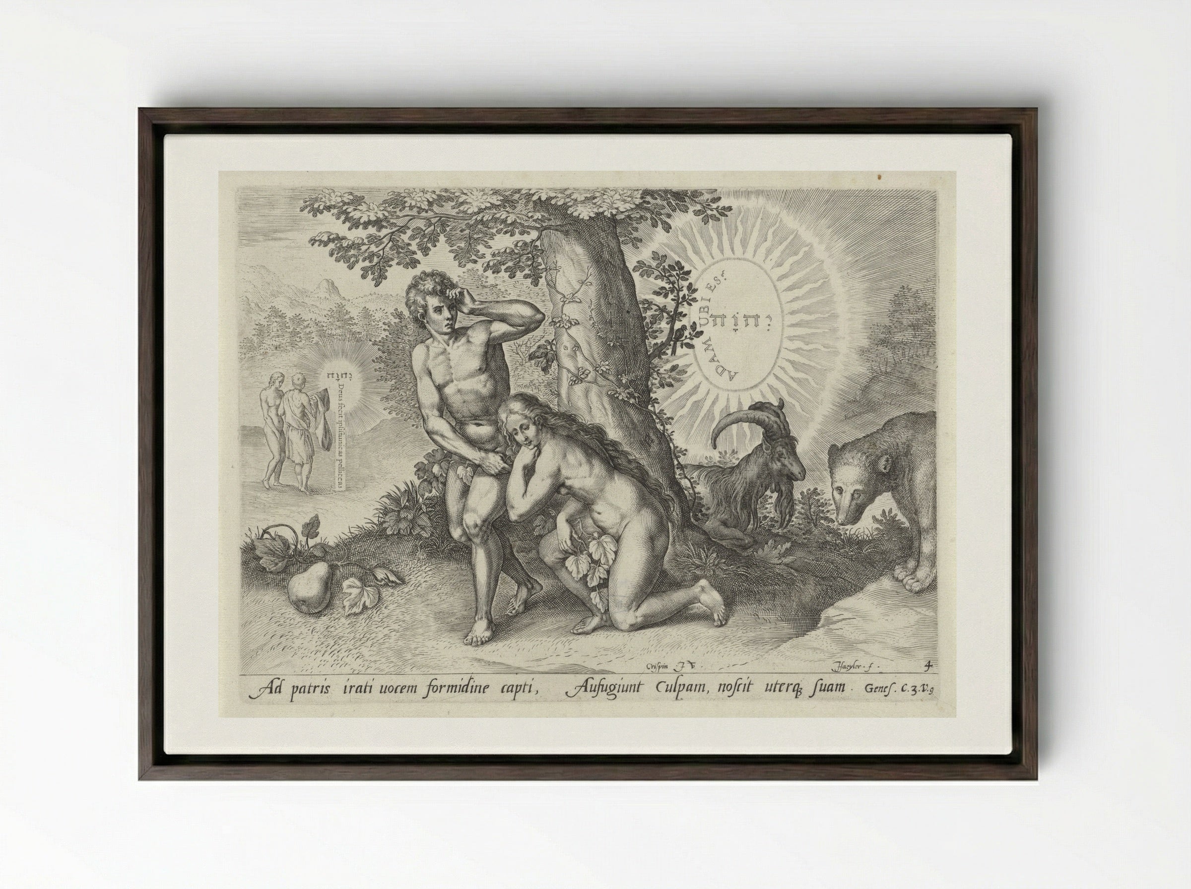 Zondeval (The Fall of Man) - Claes Jansz. Visscher (II) - Framed Canvas Dark Wood