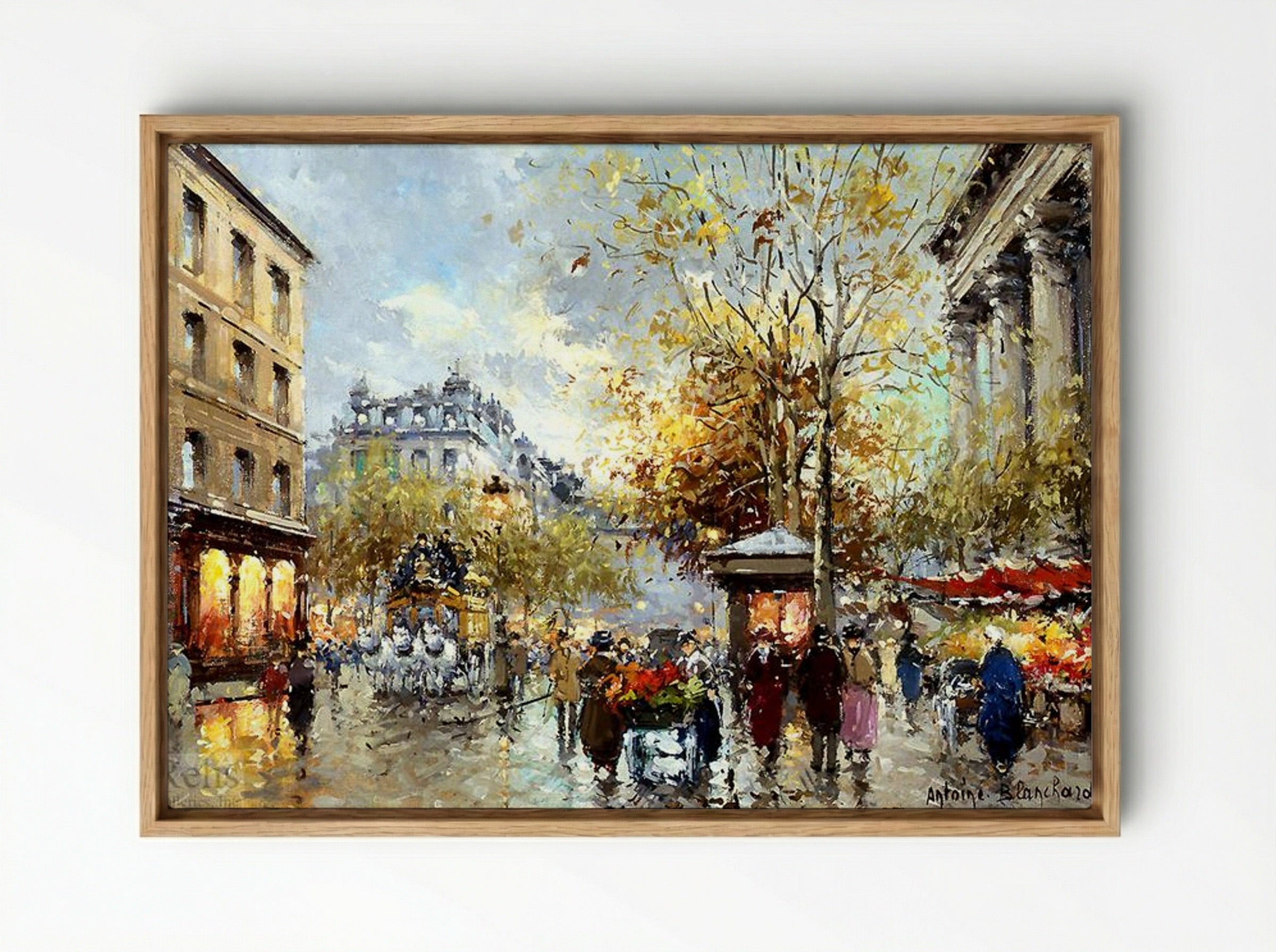 Boulevard des Capucines et Madeleine - Antoine Blanchard - Framed Canvas Wood