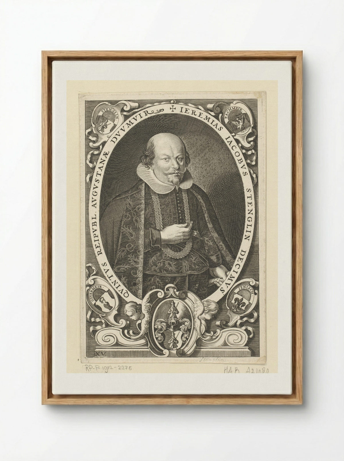 Portret van Jeremias Jacobus Stenglin - Lucas Kilian - Framed Canvas Wood