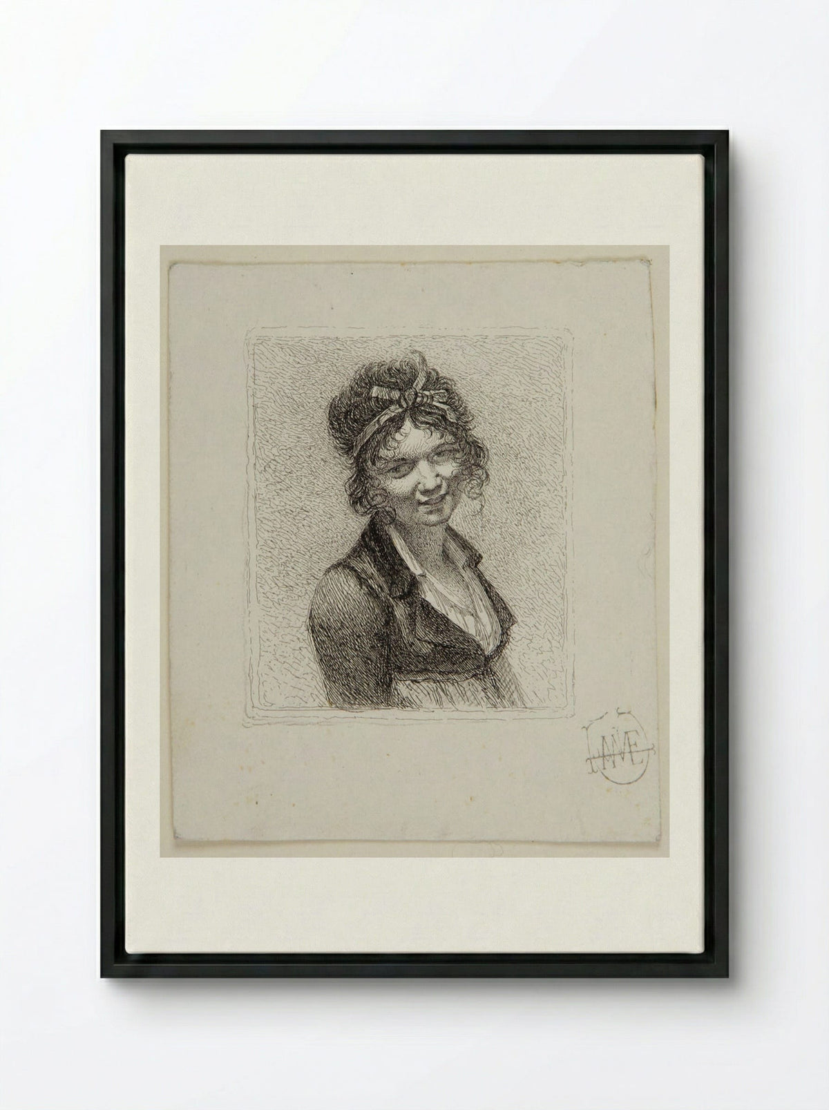 Portrait of Constance Mayer - Léopold Flameng - Framed Canvas Black