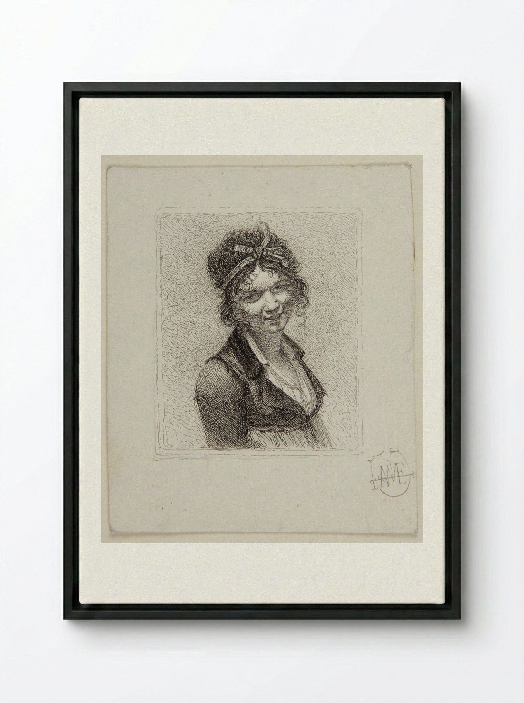 Portrait of Constance Mayer - Léopold Flameng - Framed Canvas Black