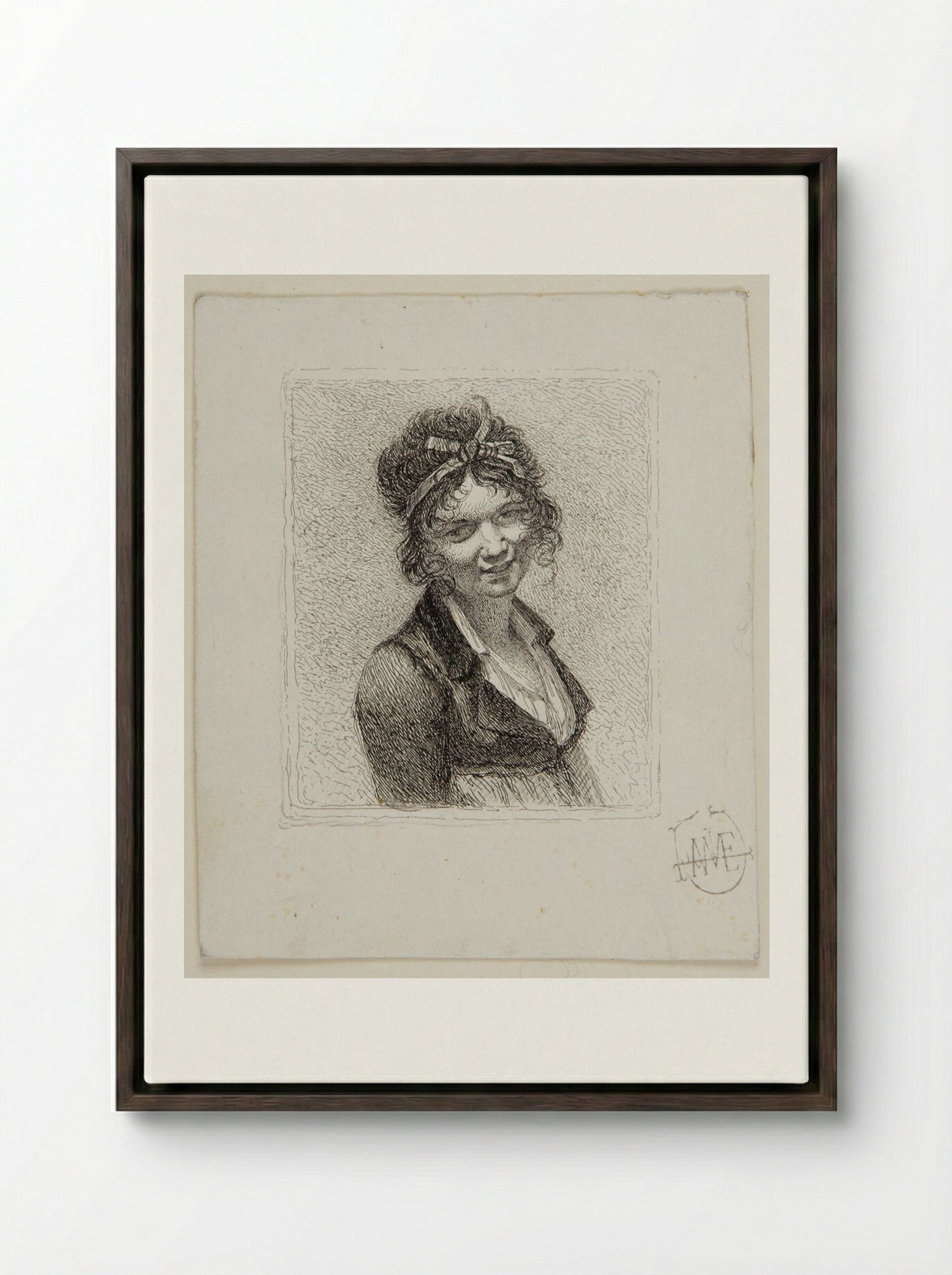 Portrait of Constance Mayer - Léopold Flameng - Framed Canvas Dark Wood