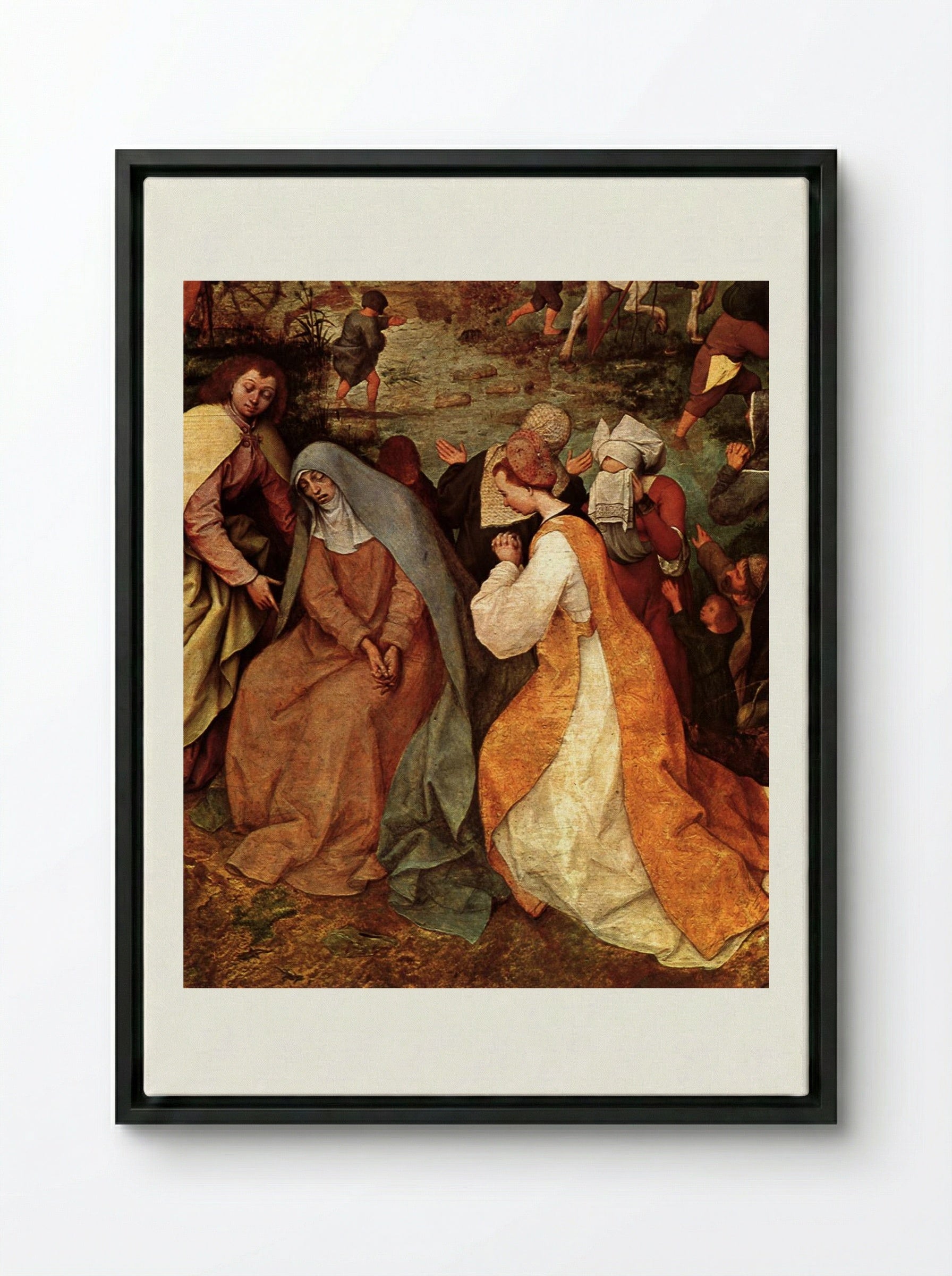 Christ Carrying the Cross - Pieter Bruegel the Elder - Framed Canvas Black