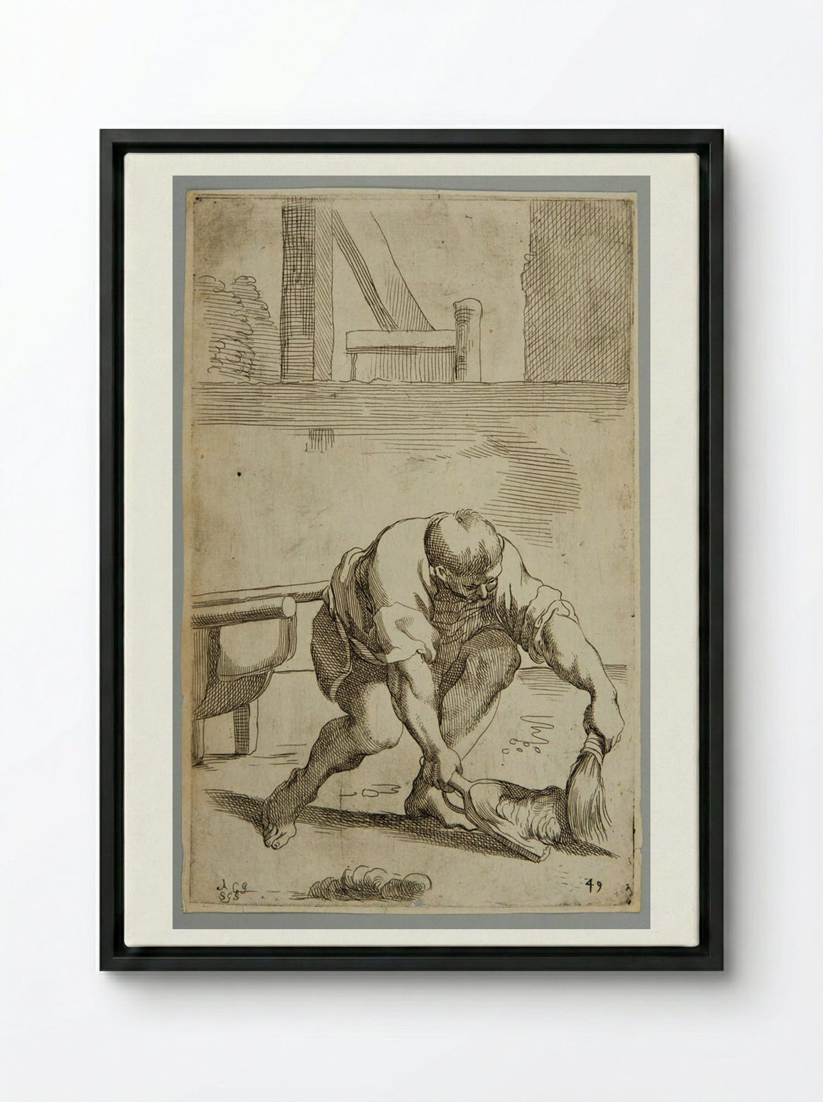 Rubbish Hauler (Plate 49) - Simon Guillain - Framed Canvas Black